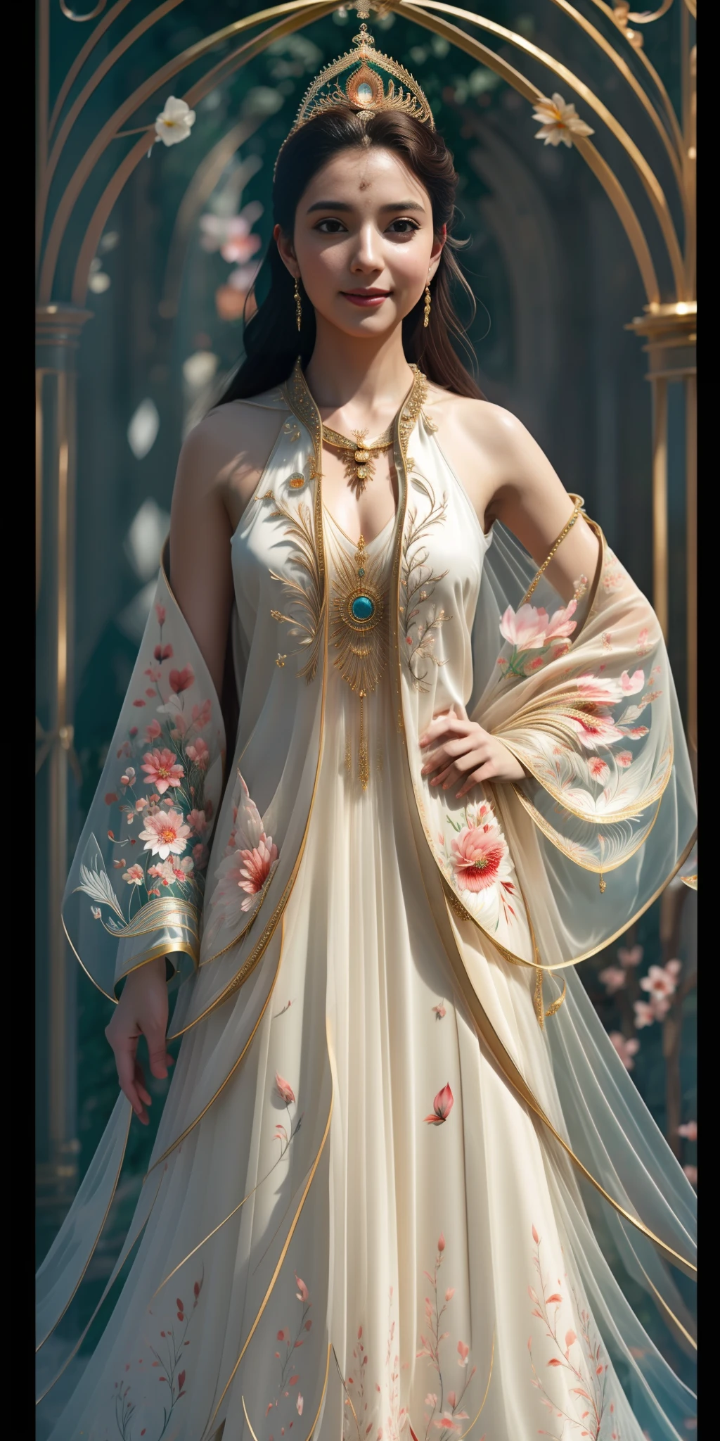 (extremely detailed CG unity 8k wallpaper,masterpiece, best quality, ultra-detailed),(best illumination, best shadow, an extremely delicate and beautiful),floating,high saturation,[(((1menina)), loira, sexy, divina, deusa, gostosa, 18 anos, vestido branco transparente nadando água, molhada, (seios molhados:1.2+pernas bonitas), (cabelo boiando:1.1), smiling),watercolor,wide shot,petals,overcast sky]