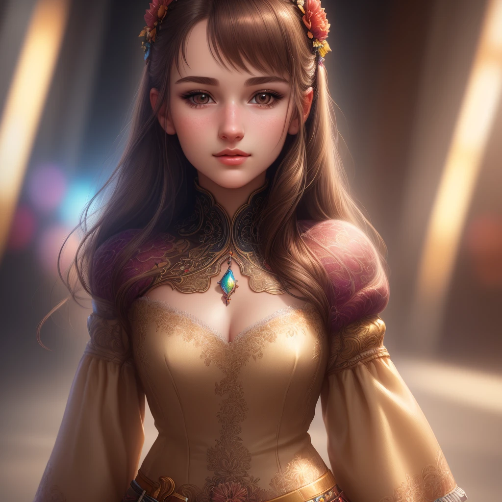 Best quality, ultra-detailed, CG artwork of a beautiful young woman with a small snub nose. High resolution, vibrant colors, detailed texture, and perfect lighting.