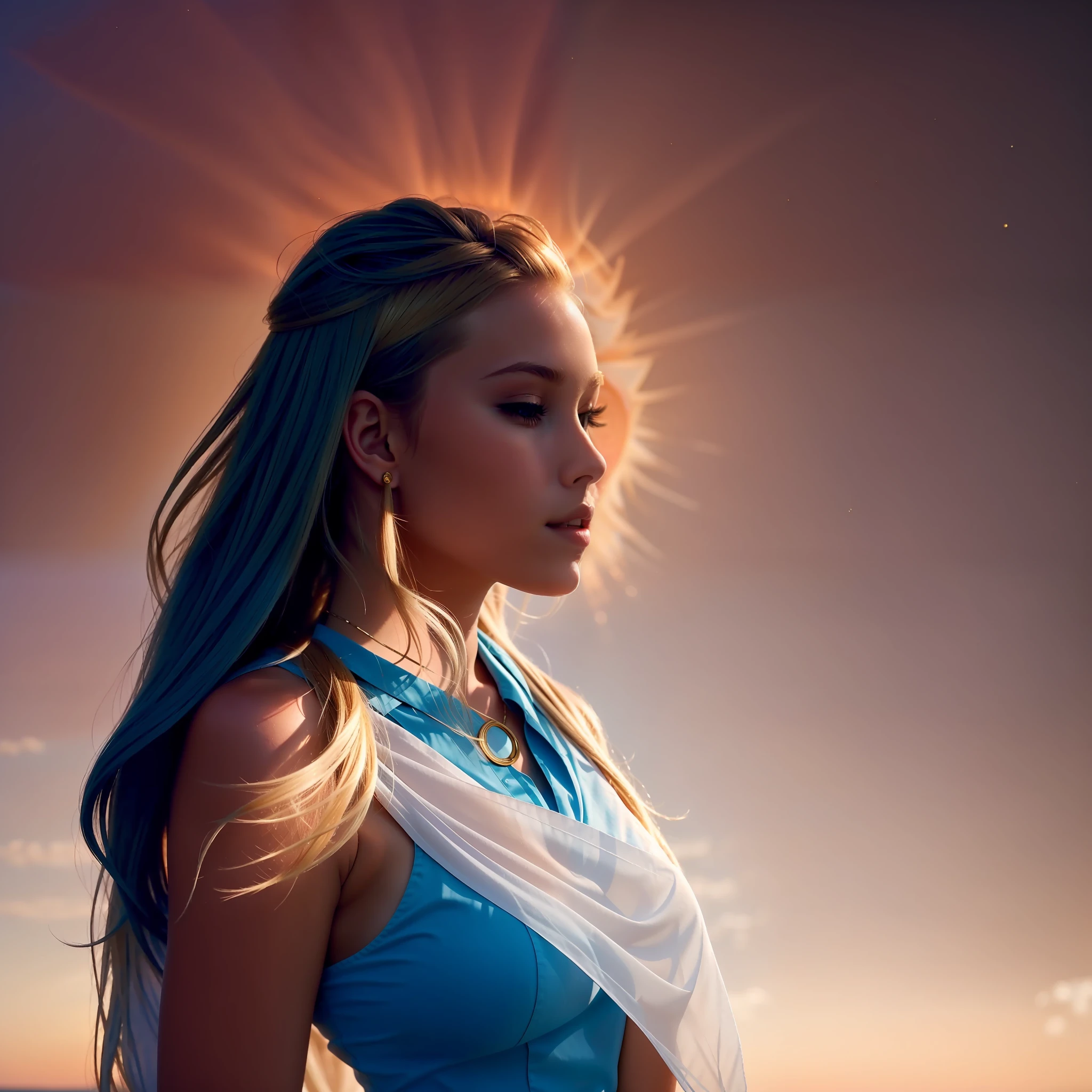 tips of blonde hair like the sun