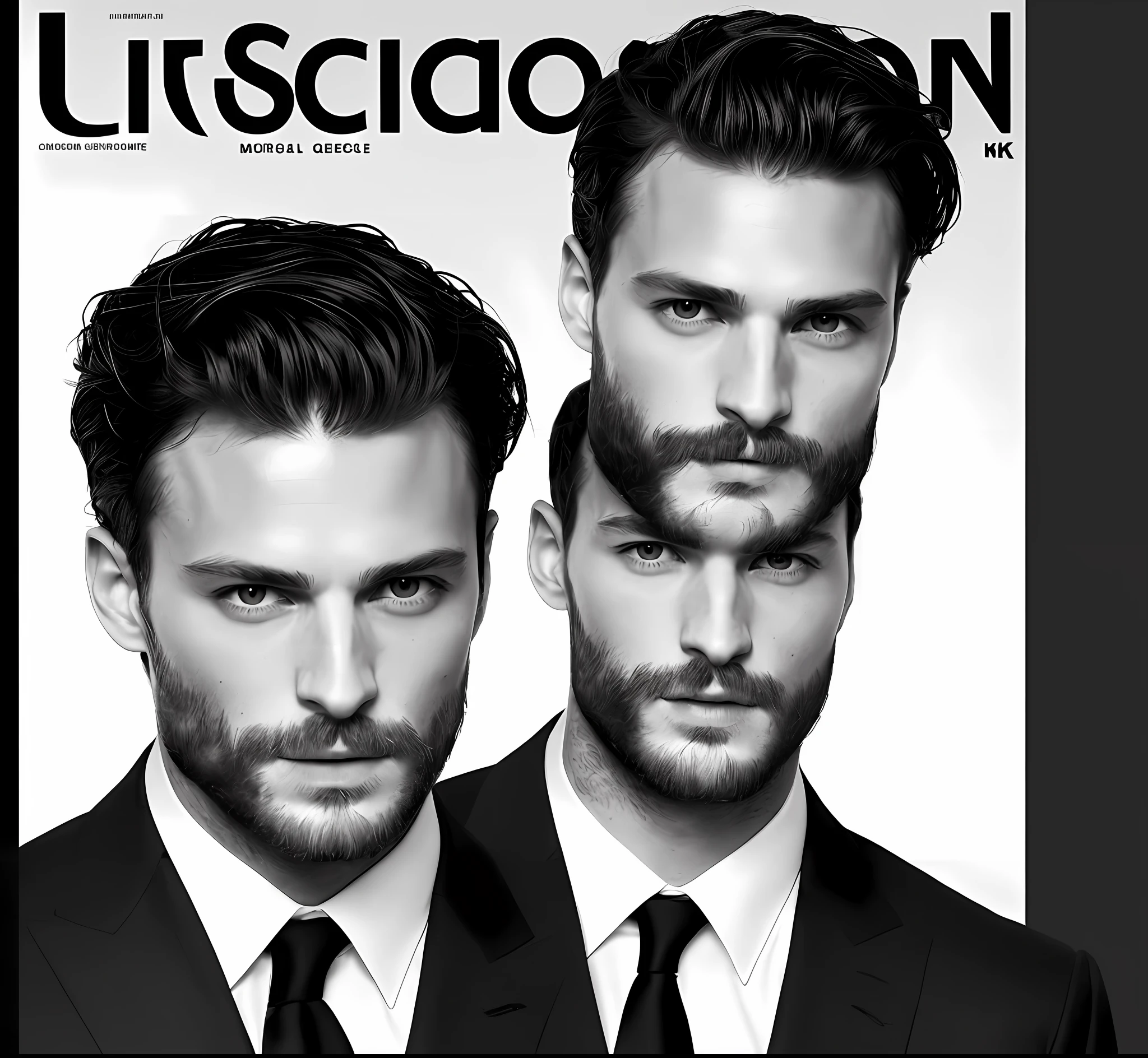 (create a ceo wearing black suit without tie), (Moreno with symmetrical model face), wearing thin beard, short dark hair, magazine cover style, man similar to actor jamie dornan, (high quality and realistic image), black dark background, cinematic style, ((Best quality, 8k, Masterpiece).