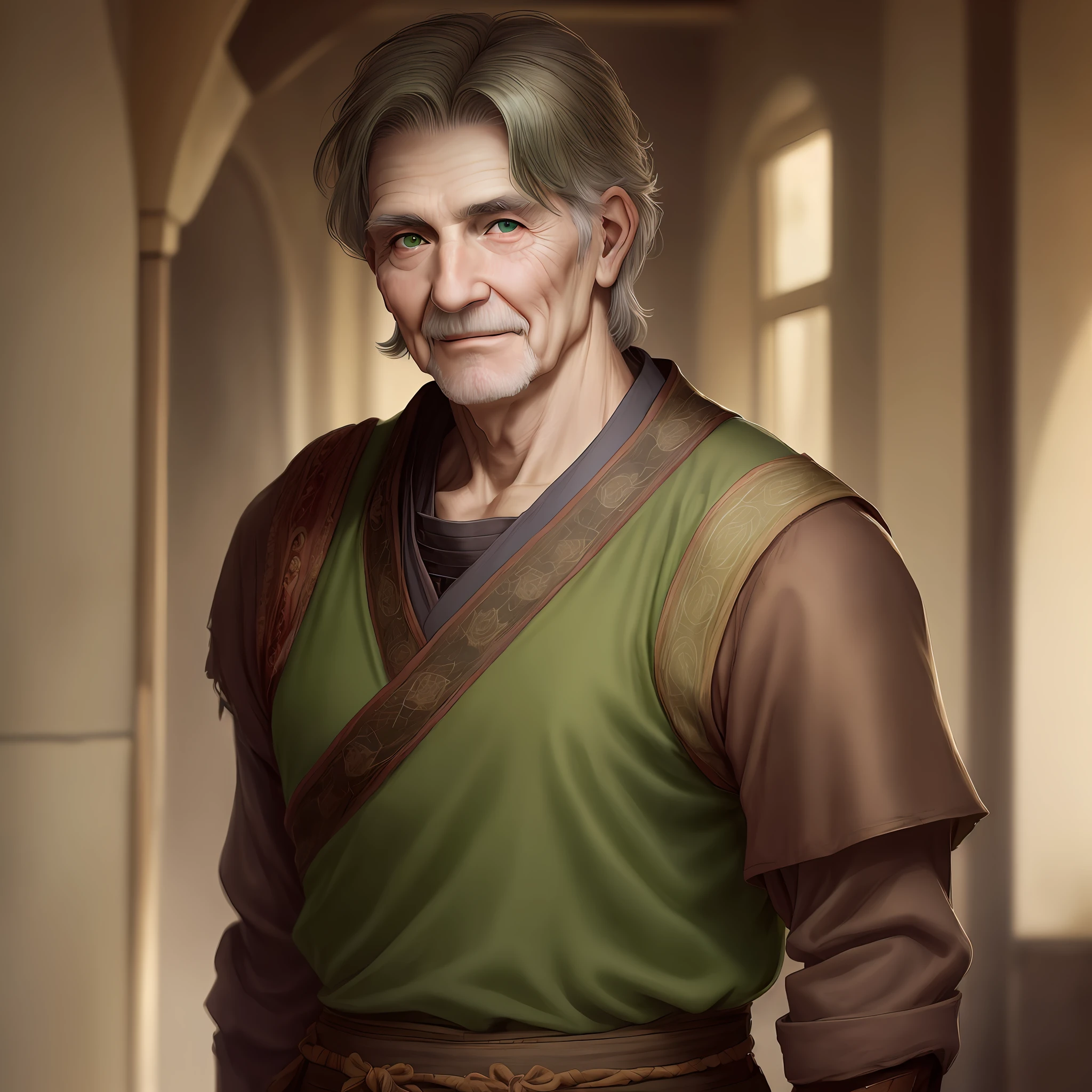 an old man of 58 years, green eyes