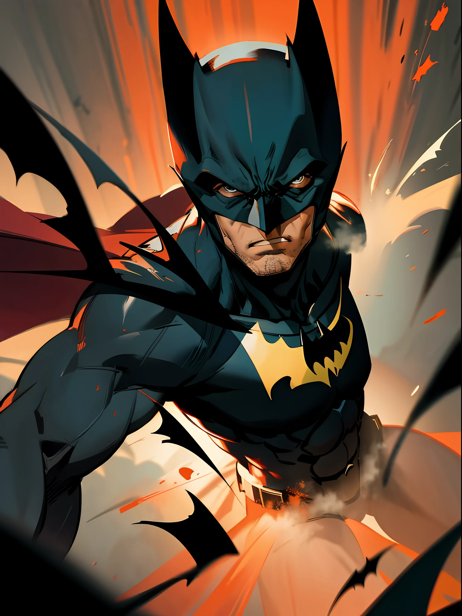 the batman, Action painting, cinematic lighting, UHD, masterpiece, super detail, 16k