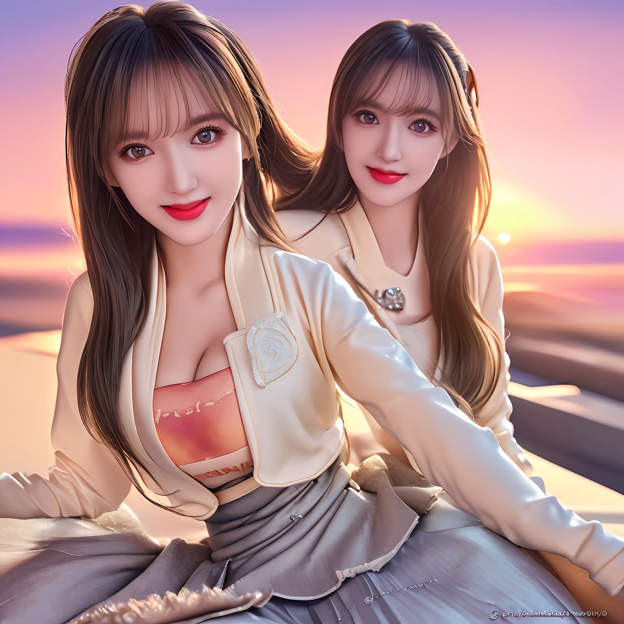 (realistic, photo-realistic:1.37), (masterpiece), (best quality:1.4), (ultra high res:1.2),(RAW photo:1.2), (sharp focus:1.3), (face focus:1.2), elegant, (full body:1.2), (1 girl wearing detailed pencil-skirt and suit-jacket:1.3), (office lady), professionattire, high heels, (33yo:1.1), (happy smile:1.3), (shine hair:1.3), [ponytail], BREAK,
(huge breast), scenery, (Beautiful Sunset background:1.2), from behind, backshot, bangs, beautiful detailed eyes, looking at viewer, (cute), (no makeup), 
+LoRA