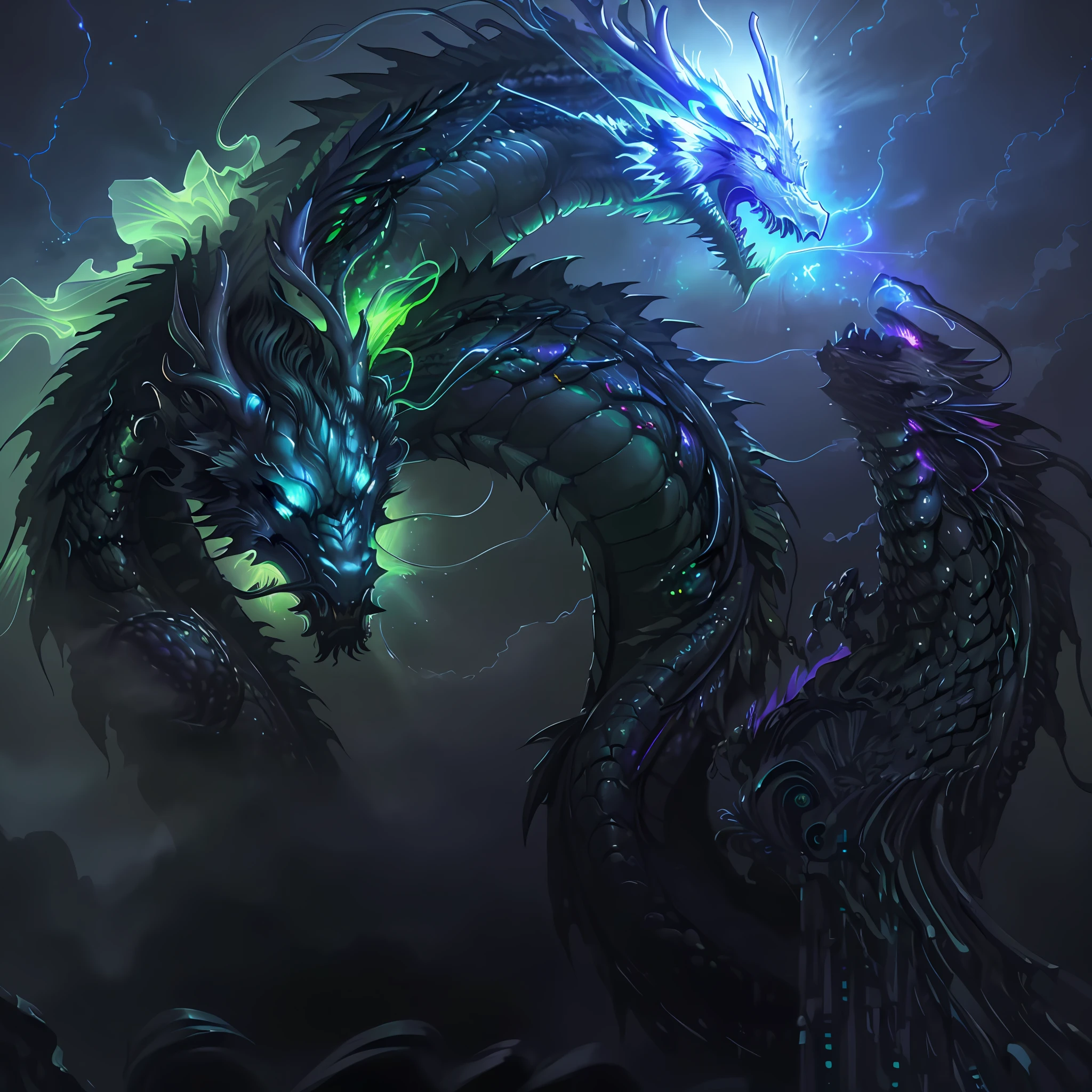 Green dragon:extremely long and delicate, (heavy acid rain in background)=1.6, dark fantasy, dark atmosphere, dark purple moonlit sky, angle from underneath, masterpiece, corrupted celestial energy, looking at viewer, piercing death gaze, enraged face:psychotic, glowing celestial eyes, 1dragon=1.5, ((celestial feathers falling from sky)), ((bioluminescent)),vibrant lighting, ultrarealistic, award winning illustration, epic wide-angle shot, wide-angle lens, cinematic lighting