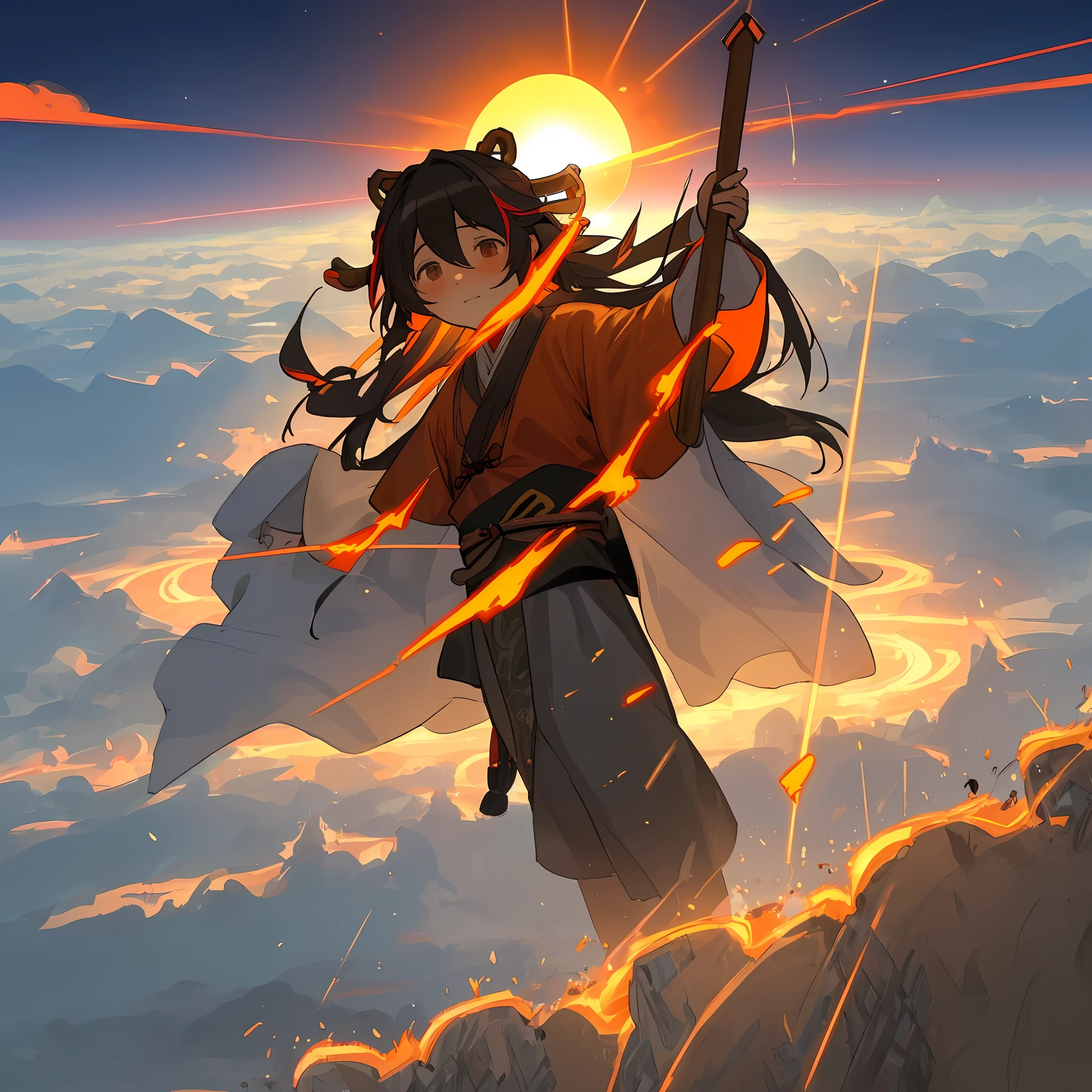 Epic, Luoyang City of the Eastern Han Dynasty, at noon, the sun gradually eclipsed, the sky and the earth were half-light and half-dark, there were meteorites with fire streaked horizontally across the low sky, and the rulers at the head of the city and the people on the ground were flustered