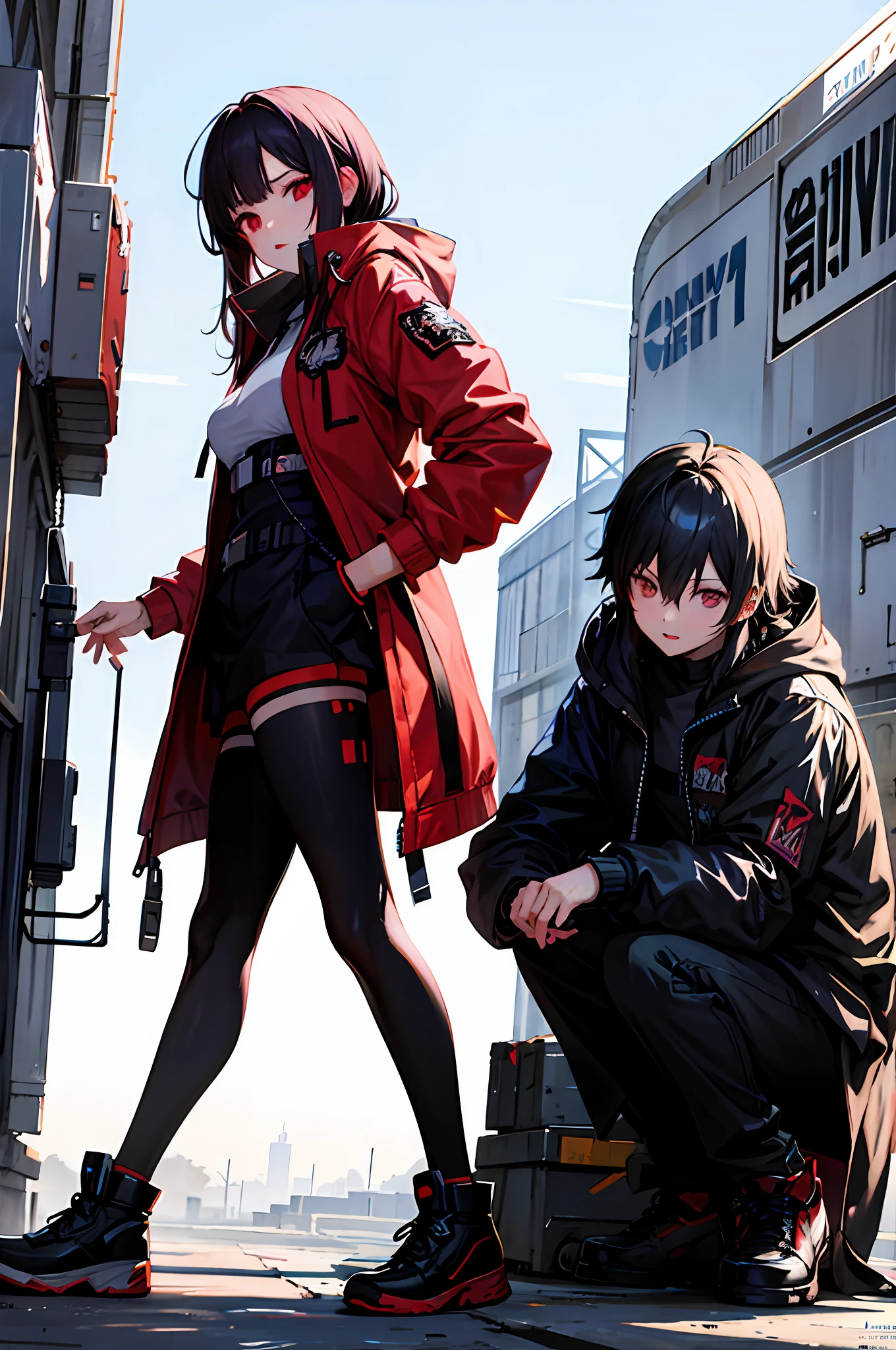 anime character with black hair and red eyes in a city, futuristic jacket, digital cyberpunk anime art, badass anime 8 k, best anime 4k konachan wallpaper, anime style 4 k, digital cyberpunk - anime art, anime art wallpaper 8 k, anime wallpaper 4k, anime wallpaper 4 k, anime art wallpaper 4k, anime art wallpaper 4 k, anime cyberpunk art, highest quality digital art