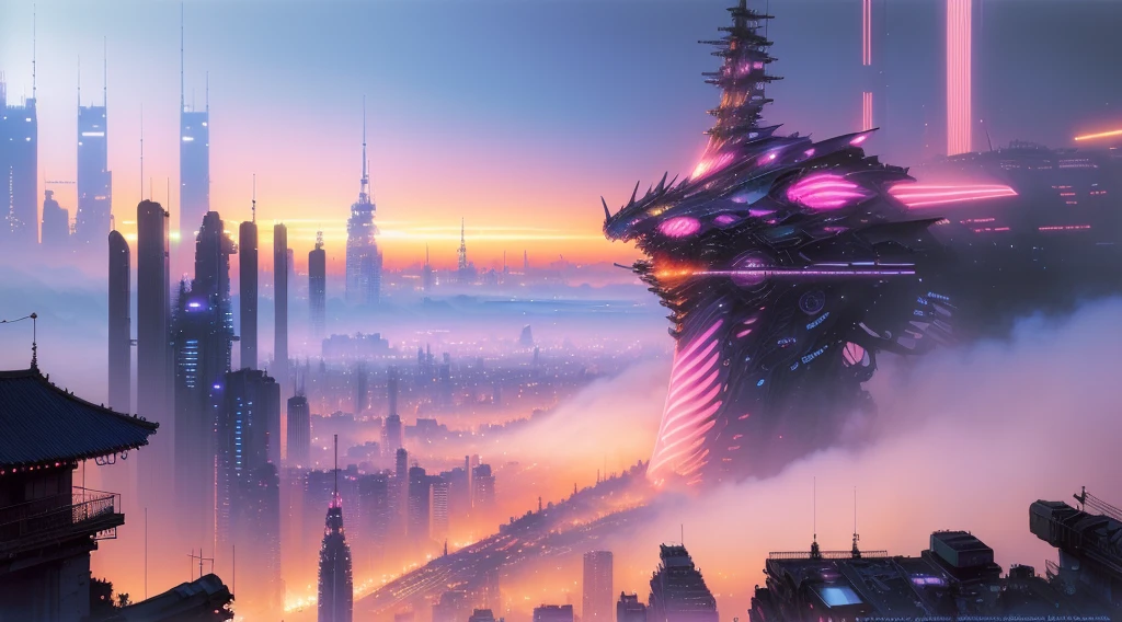 ((best quality)), ((masterpiece)), (detailed), synthwave city, (illustration: 1.3), (Luis Royo:1.2), (Yoshitaka Amano:1.1), soft colors, pink, white, black, blue, pink mist, (high resolution:1.2)