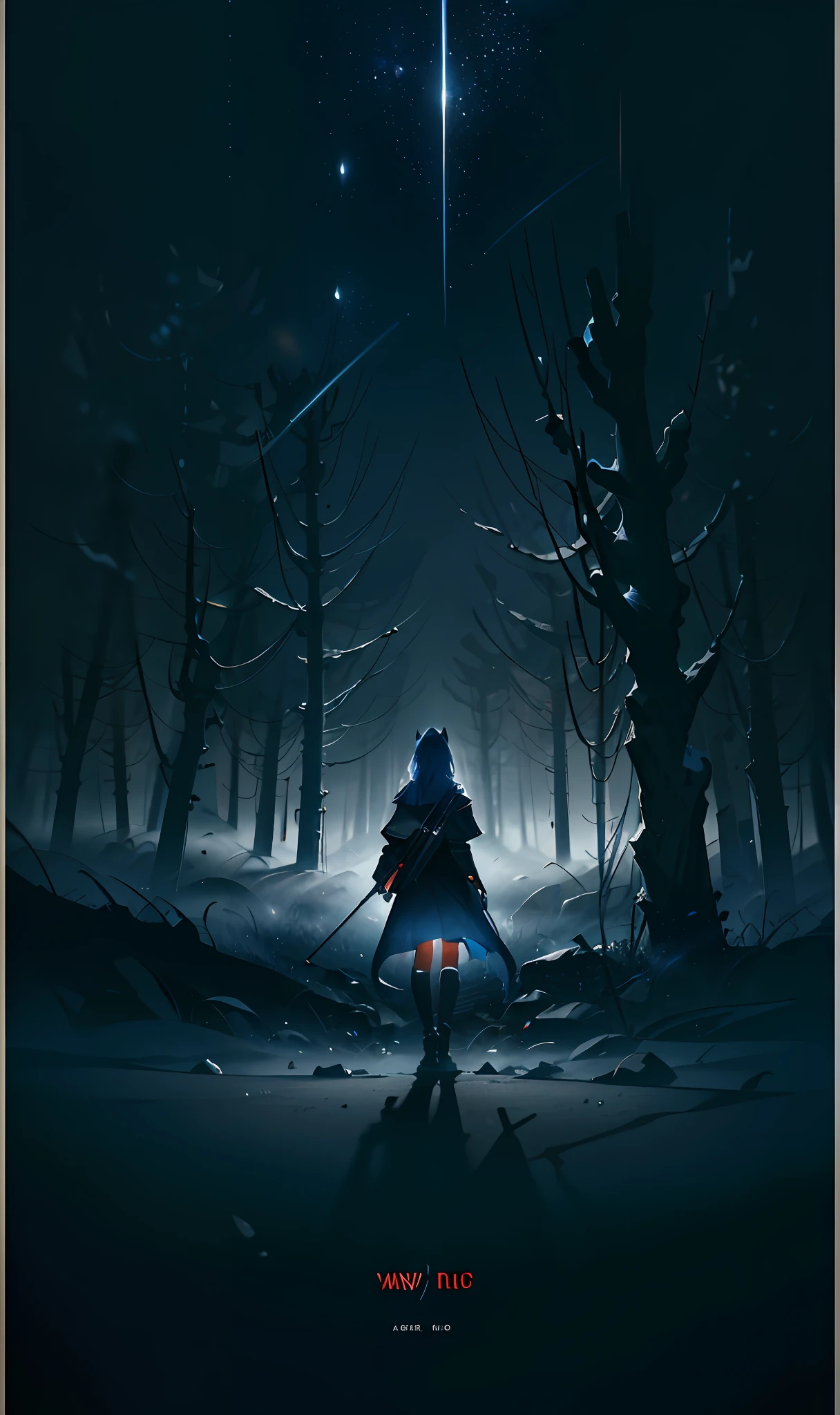 Movie poster, simple colors, cool tones, dark nights, disappear as title, suspense, style ethereal abstraction, (illustration: 1.0), epic composition, HD details, masterpiece, best quality, (very detailed CG unified 8k wallpaper) --v 6