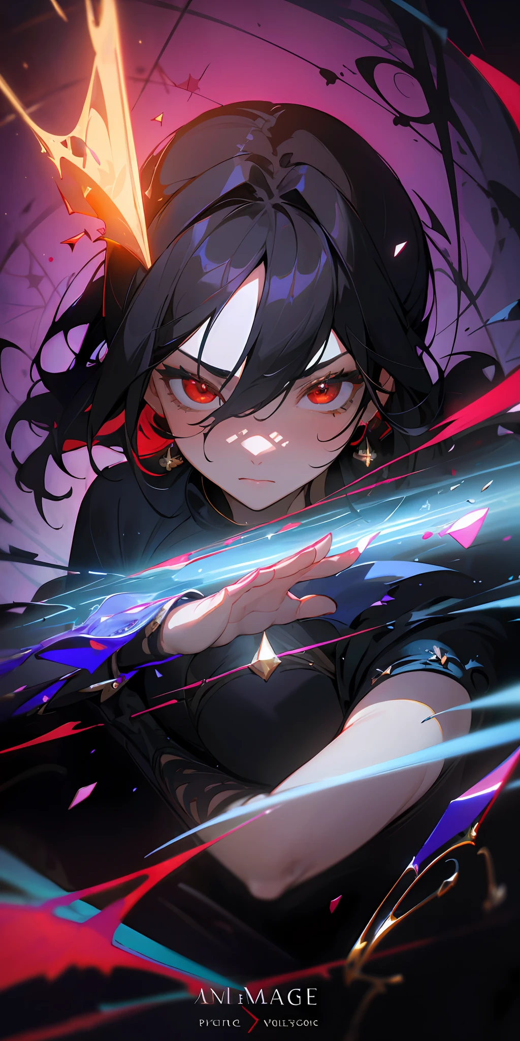 Anime girl with sword in her hand and a purple background - SeaArt AI