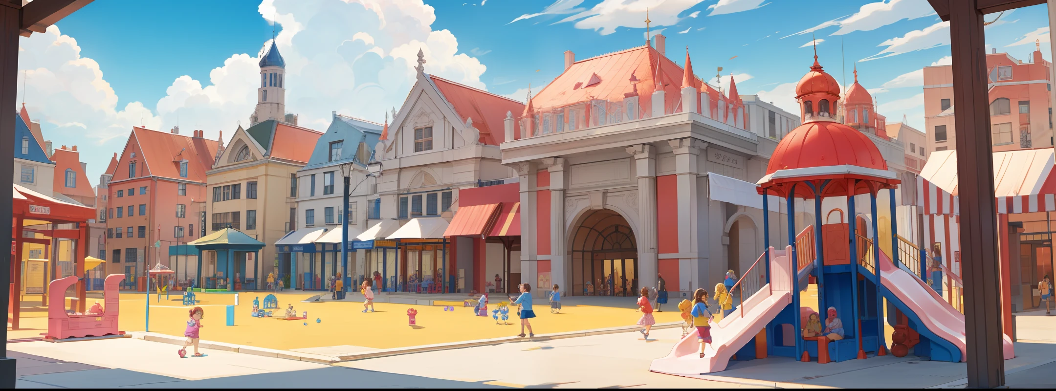 massive playground filled with cakes and sweets