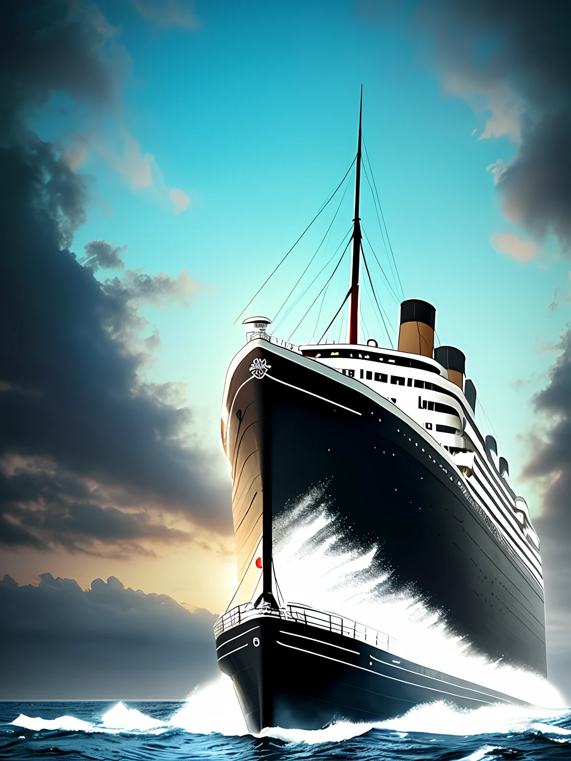 Titanic ship sailing in sea 9D effect