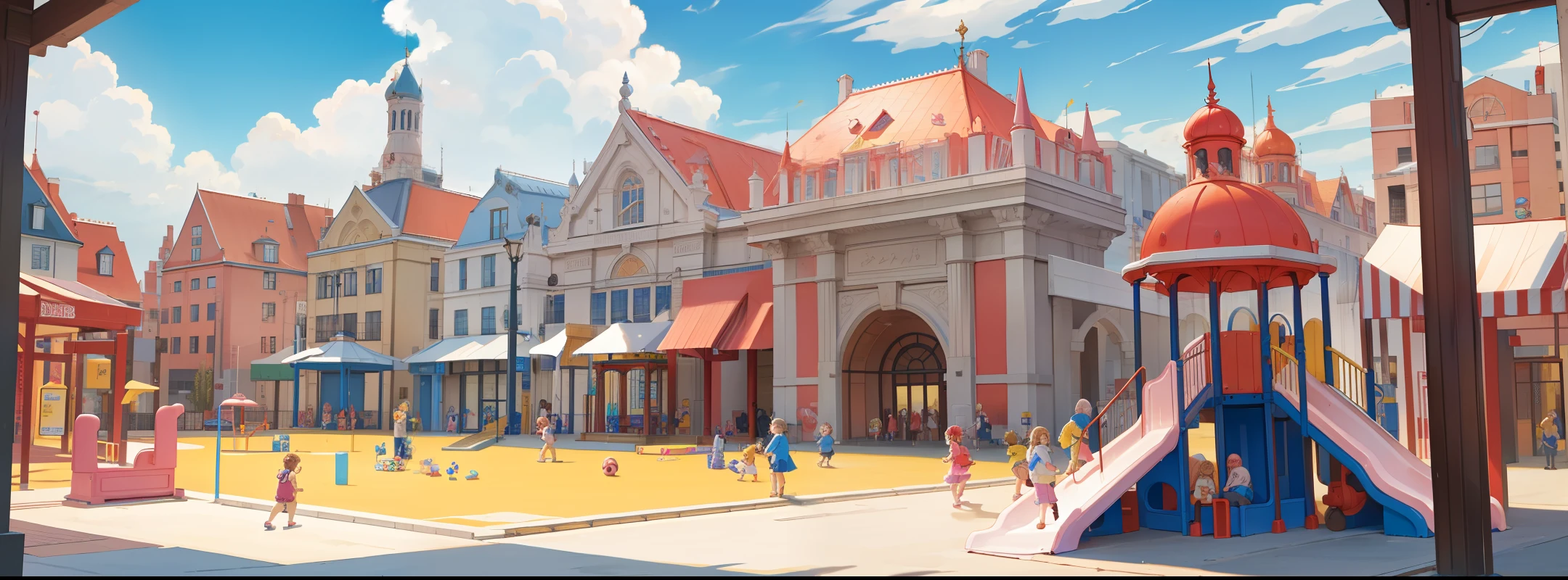 massive playground filled with cakes and sweets
