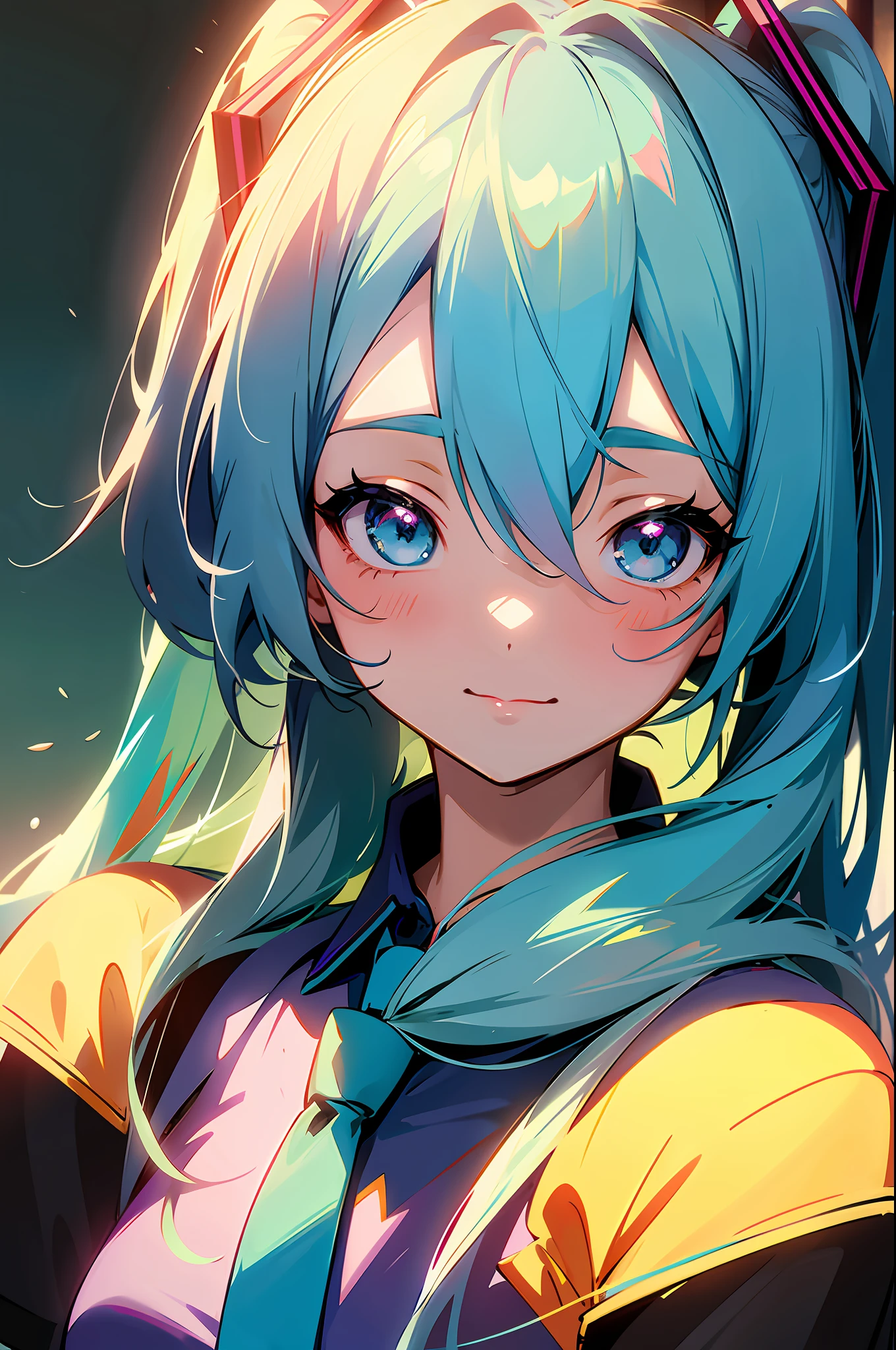 anime girl with long blue hair and a tie posing in a classroom, mikudayo, anime style 4 k, portrait of hatsune miku, hatsune miku, anime moe artstyle, anime! 4k, anime! 4 k, miku, 4k anime wallpaper, seductive anime girl, hatsune miku portrait, anime wallpaper 4k, anime wallpaper 4 k