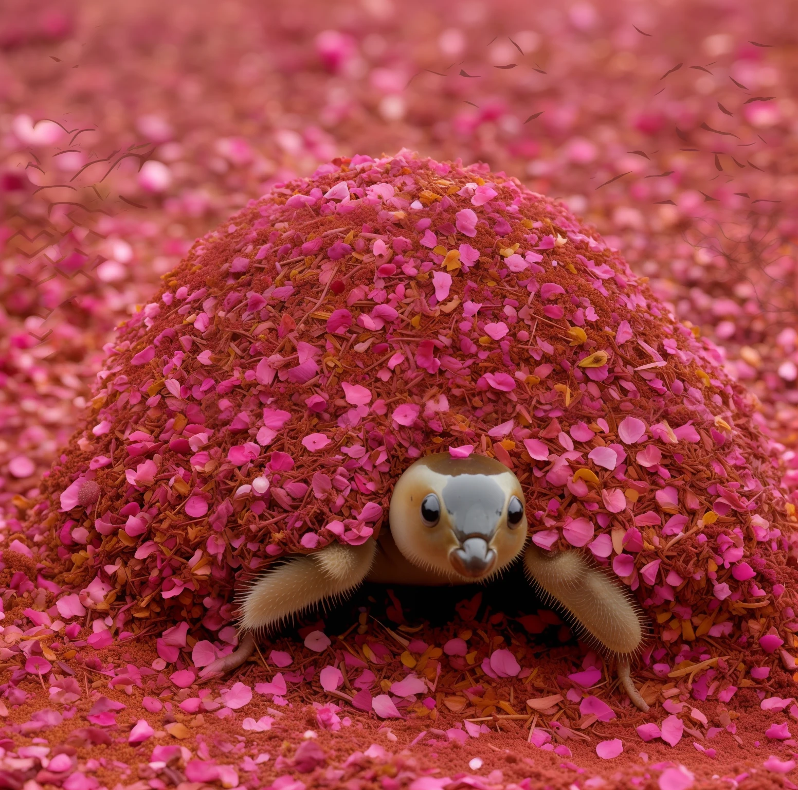 anthill made of rose petals