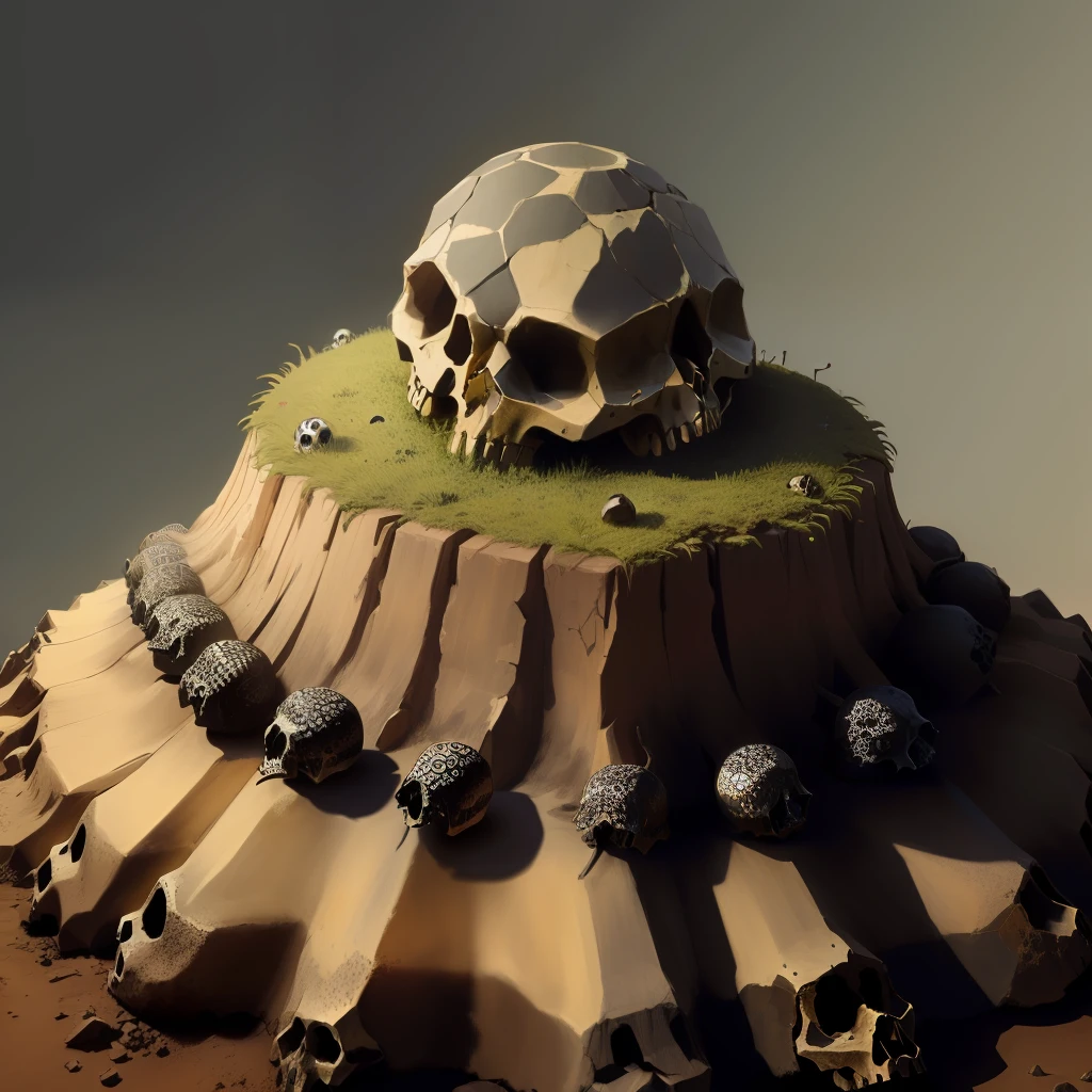 mound, pile, ant hill, small skulls, detailed