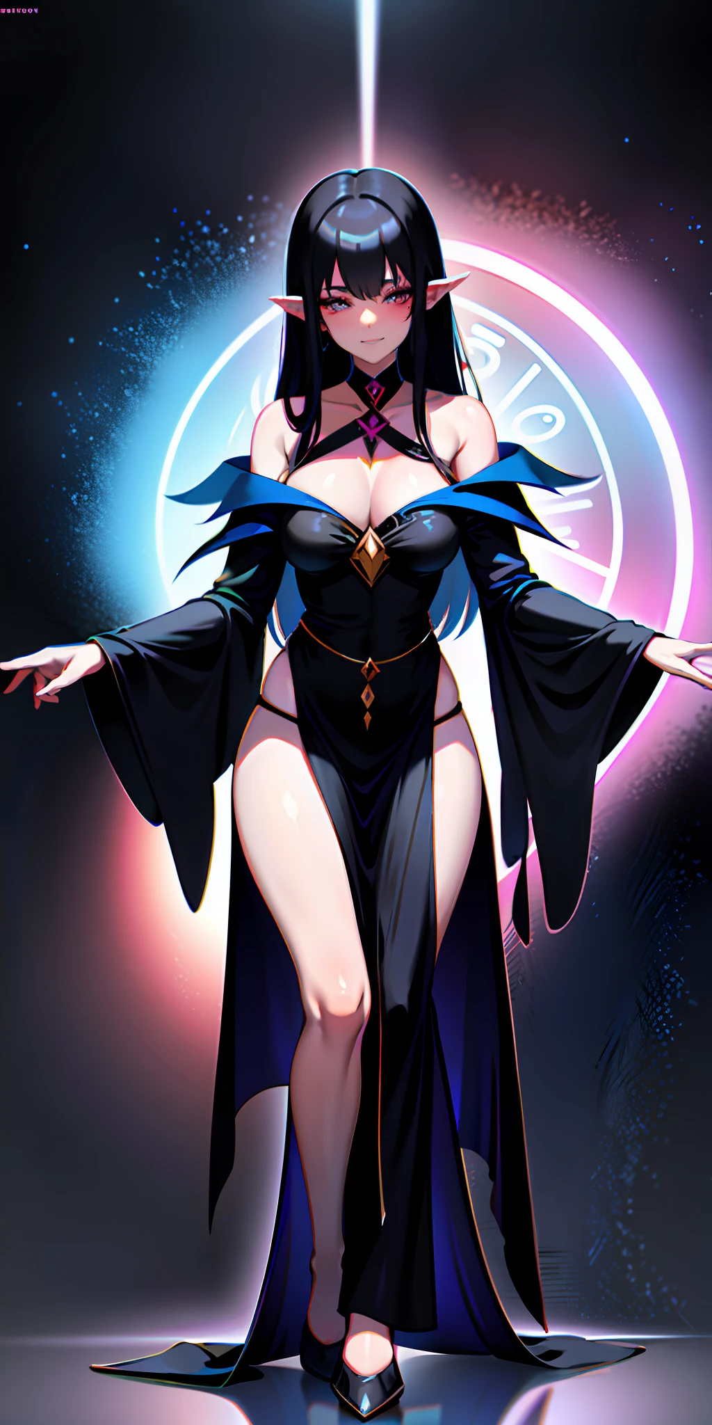 black - haired mage, dark sorceress full view, dark sorceress fullbody pose, dark witch character, epic mage girl character, female mage, female mage!, beautiful celestial mage, dark sorceress, a beautiful sorceress, sorceress, mage, solo, rape, Negative prompt
