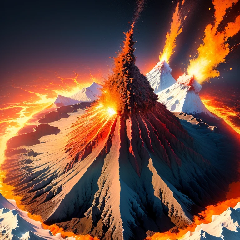 erupting volcano, small
