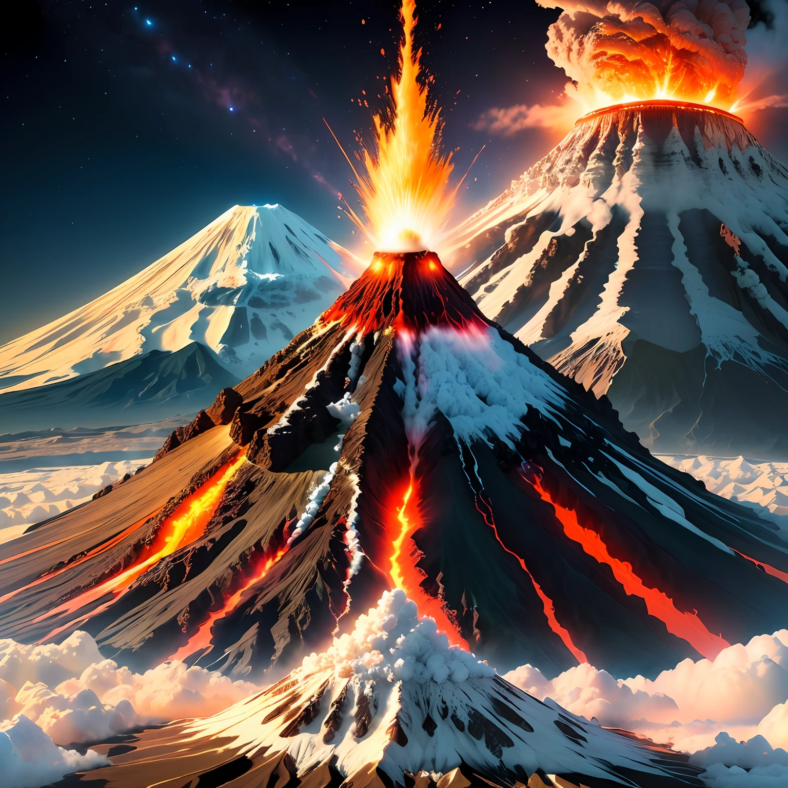 erupting volcano, small