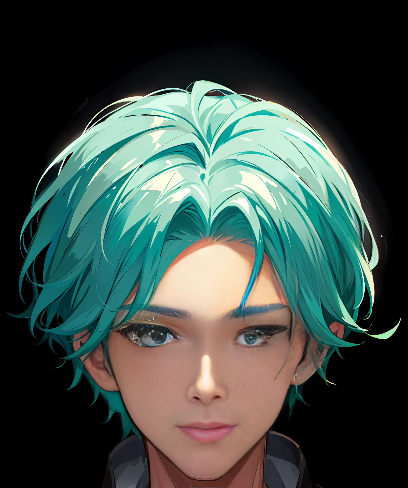Male, light green hair, HD, handsome, best quality,