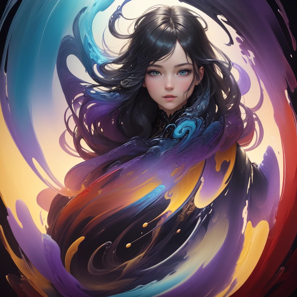 Colorful beautiful girl: a giru 28-years old, messy hair, oil painting, nice perfect face with soft skinice perfect face, blue yellow colors, light purple and violet additions, light red additions, intricate detail, splash screen, 8k resolution, masterpiece, cute face,artstation digital painting smooth veryBlack ink flow: 8k resolution photorealistic masterpiece: intricately detailed fluid gouache painting: by Jean Baptiste Mongue: calligraphy: acrylic: watercolor art, professional photography, natural lighting, volumetric lighting maximalist photoillustration: by marton bobzert:, complex, elegant, expansive, fantastical, wavy hair, vibrant, Best quality details, realistic, High definition, High quality texture, epic lighting, Cinematic film still, 8k, soft lighting, anime style, masterful playing card border, random Colorful art, oil painting, blue yellow colors, light purple and violet additions, light red additions, intricate detail, splash screen, 8k resolution, masterpiece, artstation digital painting smooth veryBlack ink flow: 8k resolution photorealistic masterpiece: intricately detailed fluid gouache painting: by Jean Baptiste Mongue: calligraphy: acrylic: watercolor art, professional photography, natural lighting, volumetric lighting maximalist photoillustration: by marton bobzert:, complex, elegant, expansive, fantastical, vibrant