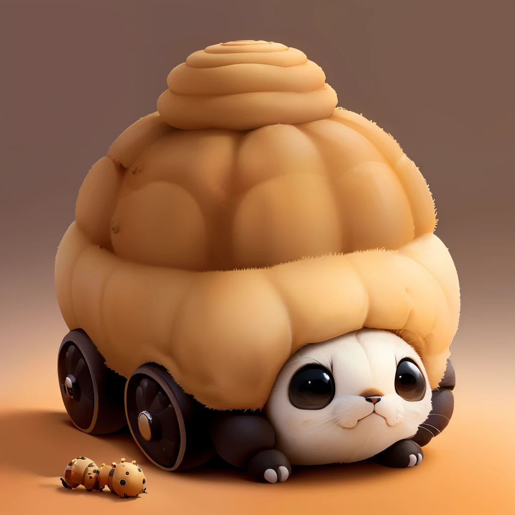 a cute roly poly with a cute face rolled up and shaped like an anthill