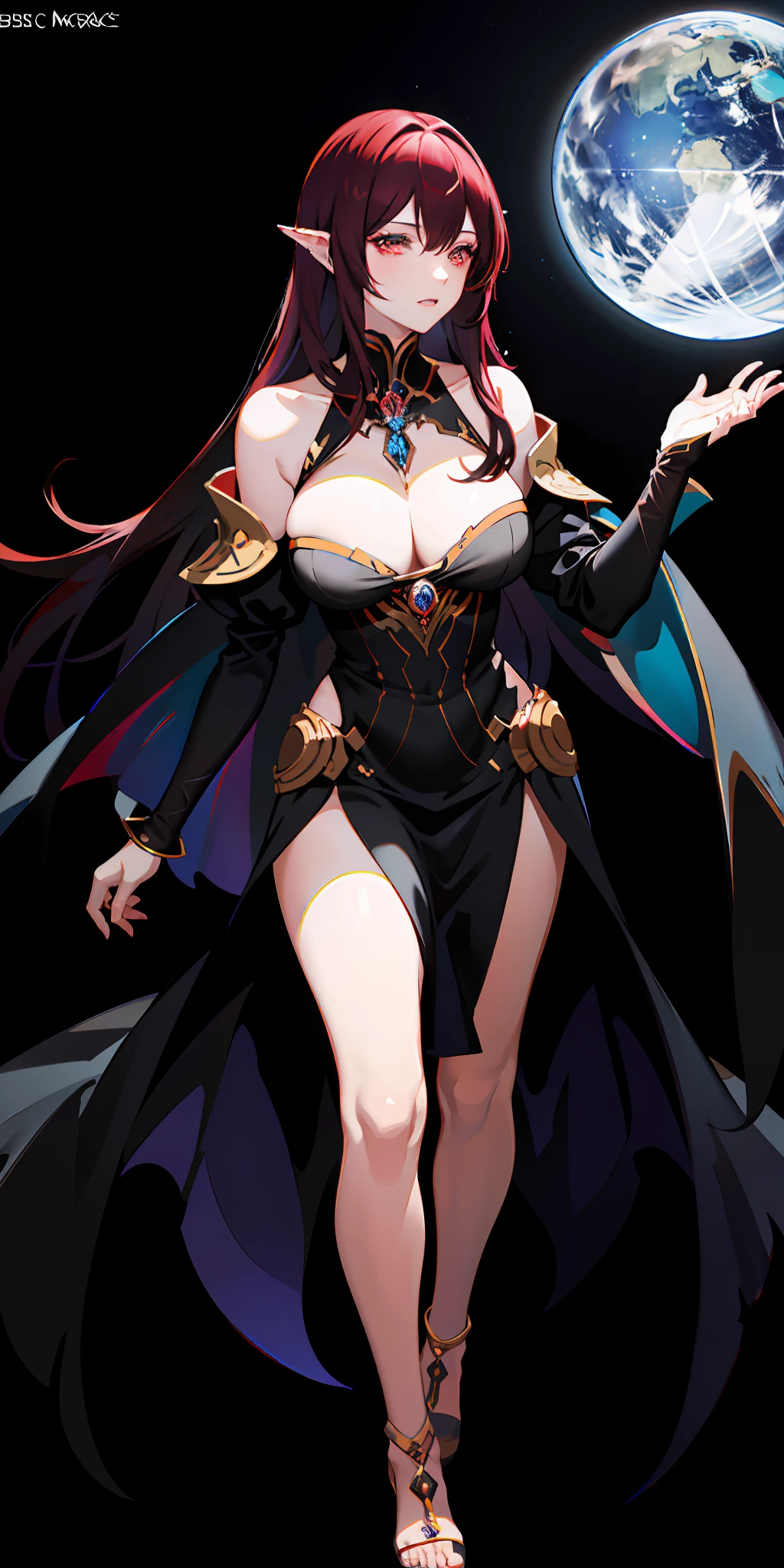 red hair, human ear, dark sorceress full view, dark sorceress fullbody pose, dark witch character, epic mage girl character, female mage, female mage!, beautiful celestial mage, dark sorceress, a beautiful sorceress, sorceress, mage