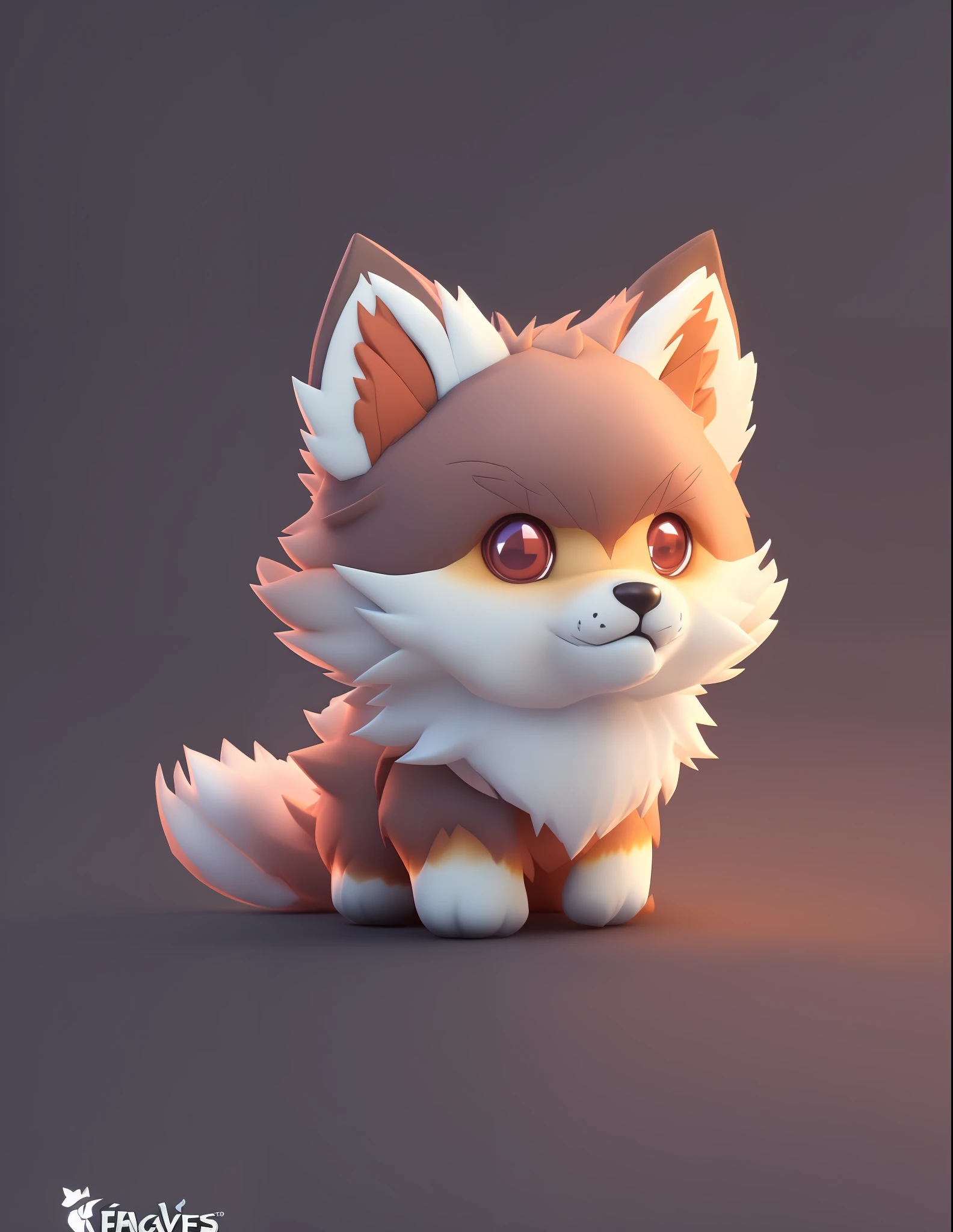 cartoon illustration of a furry little fox sitting on a dark surface, cute detailed digital art, cute 3 d render, adorable digital painting, cute digital art, isometric 3d fantasy cute dog, fox from league of legends chibi, cute fox, 3 d render stylized, stylized 3d render, blender eevee render, stylized as a 3d render