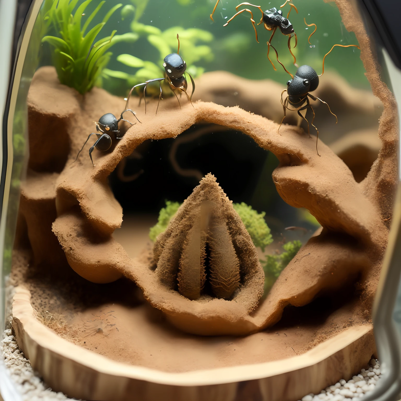 anthill in a terrarium