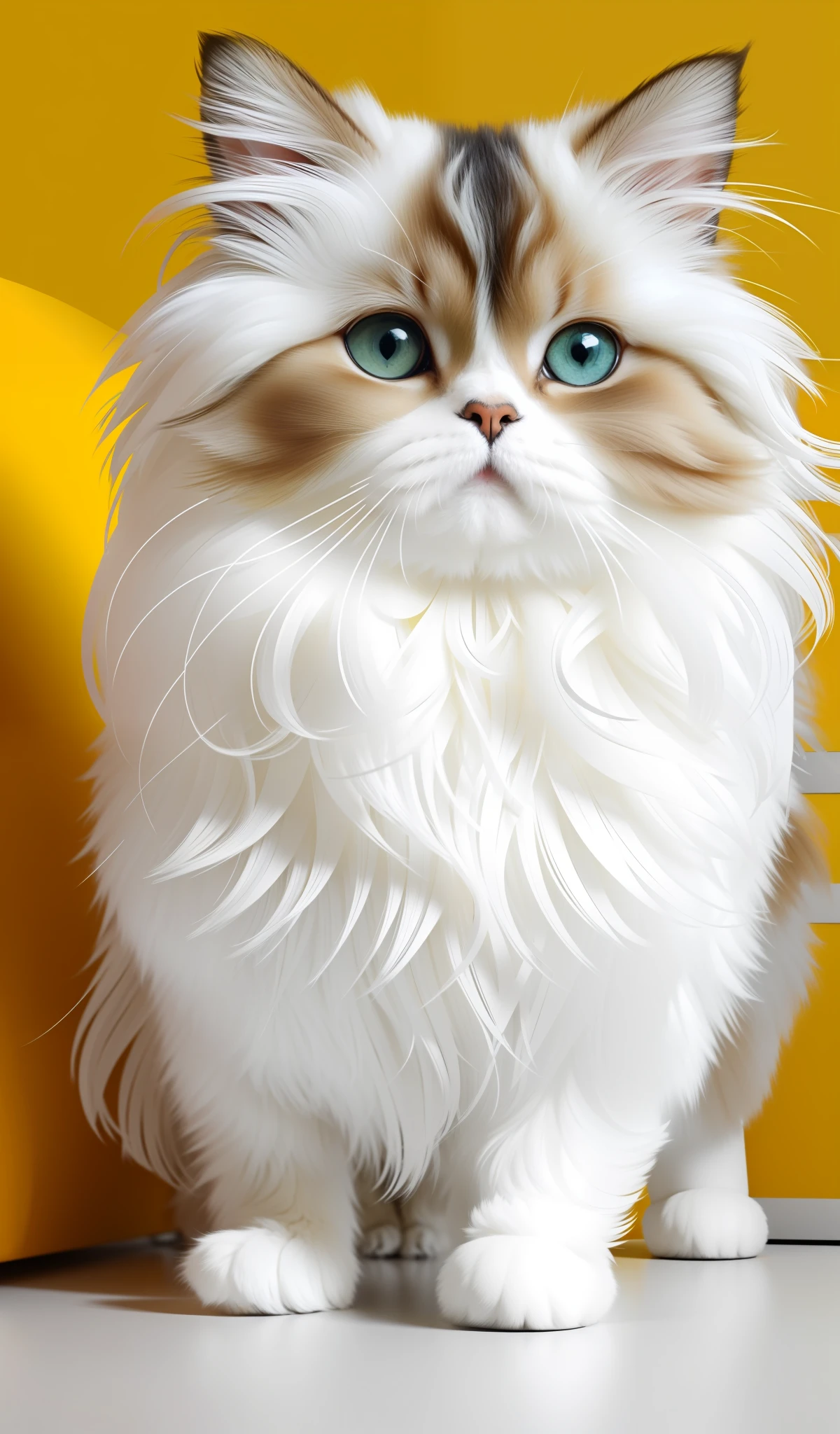 Furry Persian cat, yellow and white, cute, HD pictures