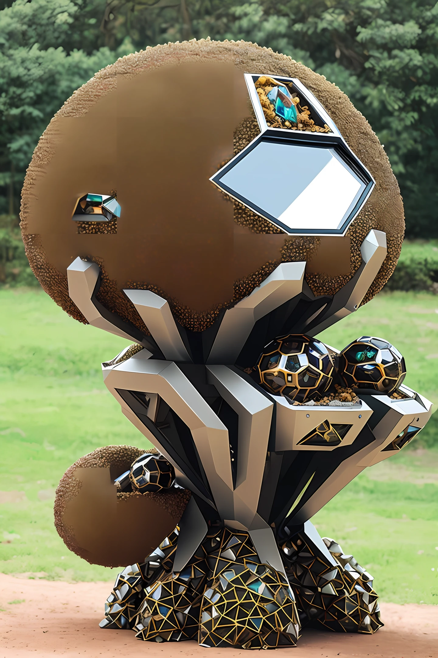 futuristic anthill made of metal and crystal