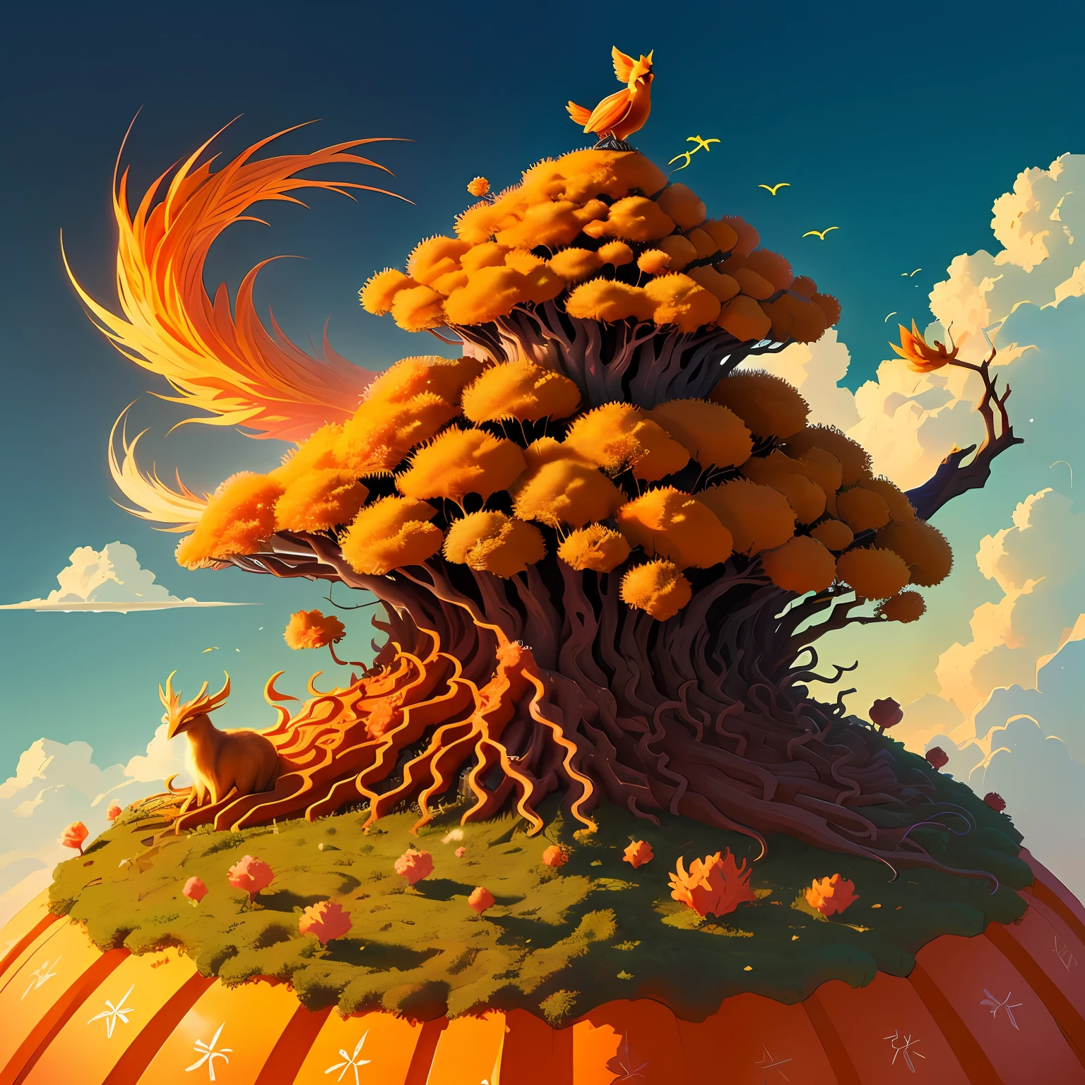 anthill with slumbering phoenix on top