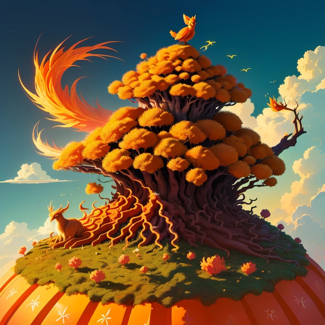 anthill with slumbering phoenix on top