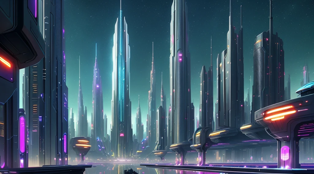 futuristic city with a lot of buildings and a lot of lights, detailed sci-fi art, borne space library artwork, greg beeple, in fantasy sci - fi city, futuristic space port, scifi art, science fiction city, science fiction art, award winning scifi art, huge futuristic temple city, sci-fi digital art, sci fi artwork