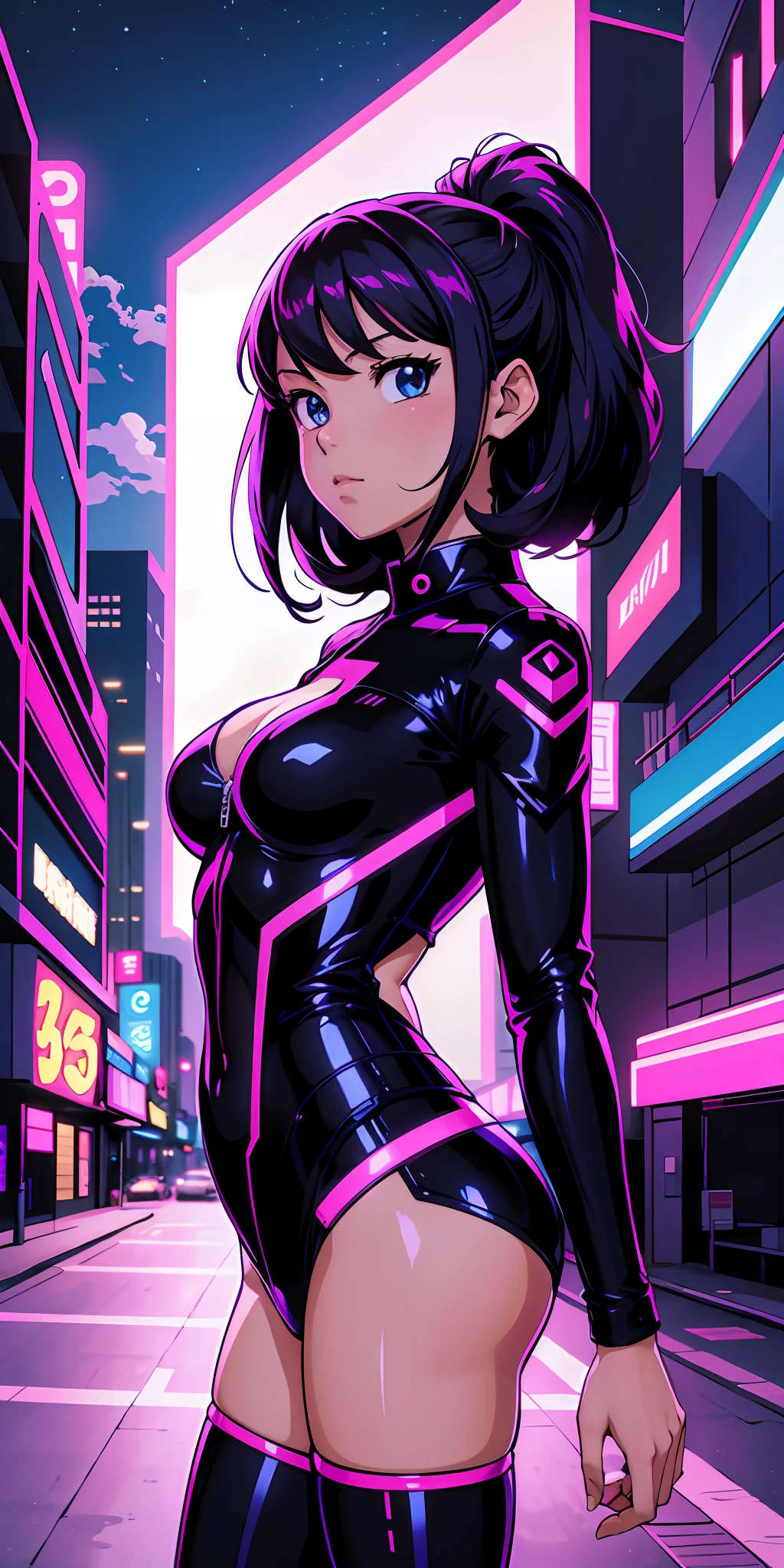 cute synthwave anime girl