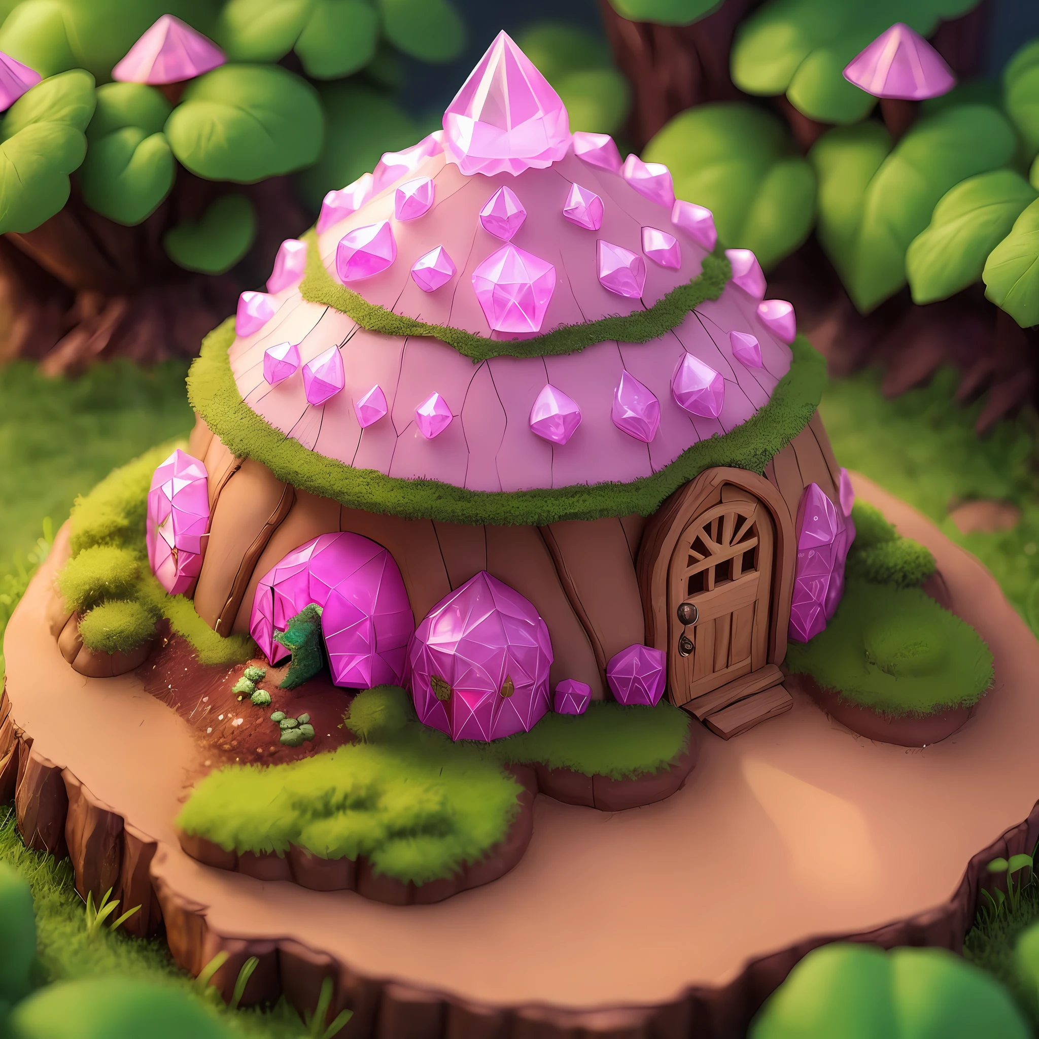 Fairy house magic pink crystals decorations anthill