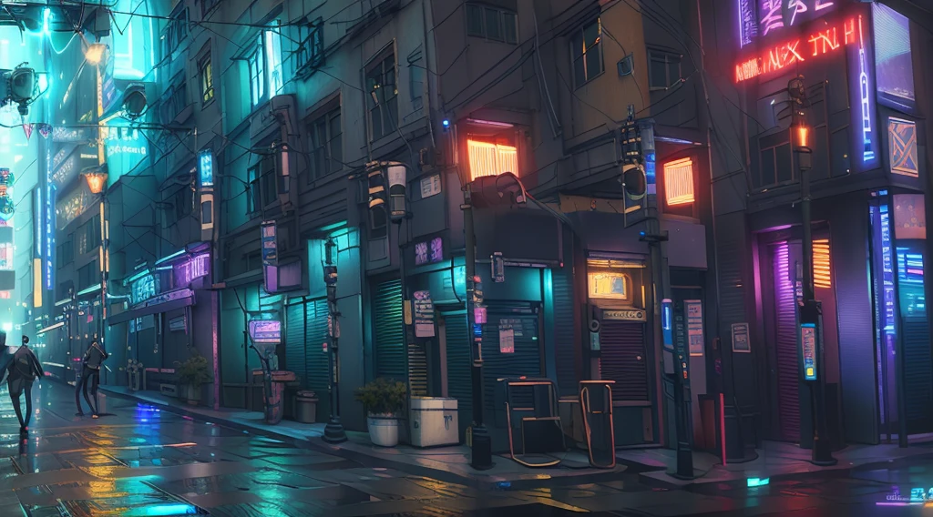 there is a robot with glowing eyes standing in a dark city, wojtek fus, death + robots series of netflix, by Ludwik Konarzewski, key art, epic sci - fi character art, epic sci-fi character art, cg art, epic scifi character art, beeple and tim hildebrandt, sci-fi digital art illustration,scifi city only black blue light blue colors, only blue colors and black, hyperealism