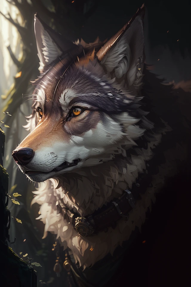 masterpiece,best quality,(( fine detailed wolf)) , (extremely detailed CG unity 8k wallpaper), professional majestic oil painting by Ed Blinkey, Atey Ghailan, Studio Ghibli, by Jeremy Mann, Greg Manchess, Antonio Moro, trending on ArtStation, trending on CGSociety, Intricate, High Detail, Sharp focus, dramatic, photorealistic painting art by midjourney and greg rutkowski