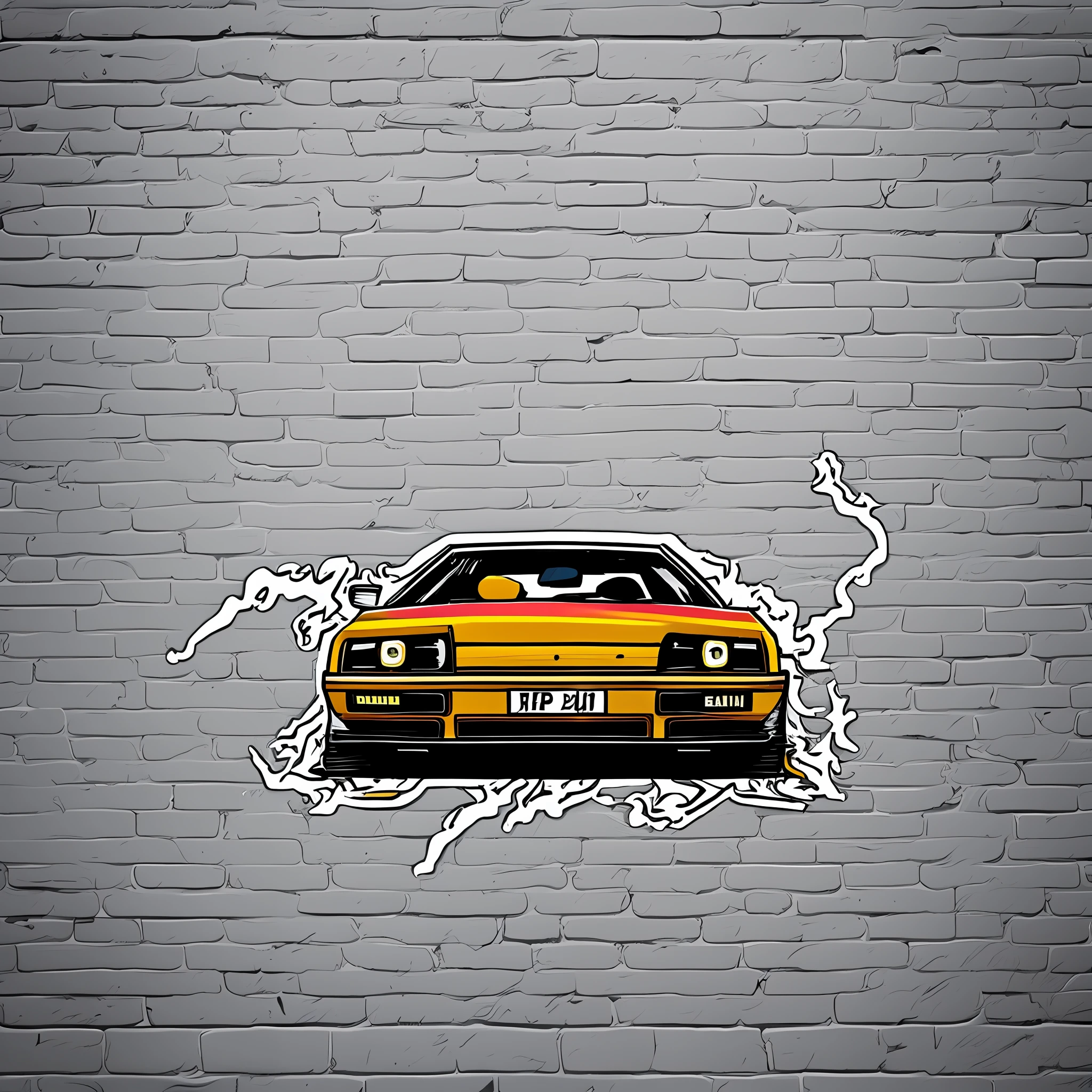 De Lorean surrounded by colored lightning bolts sticker designed by tsutomu nihei, dynamic lighting, photorealistic concept art, trending on art station, stunning visuals, creative, cinematic, ultra detailed