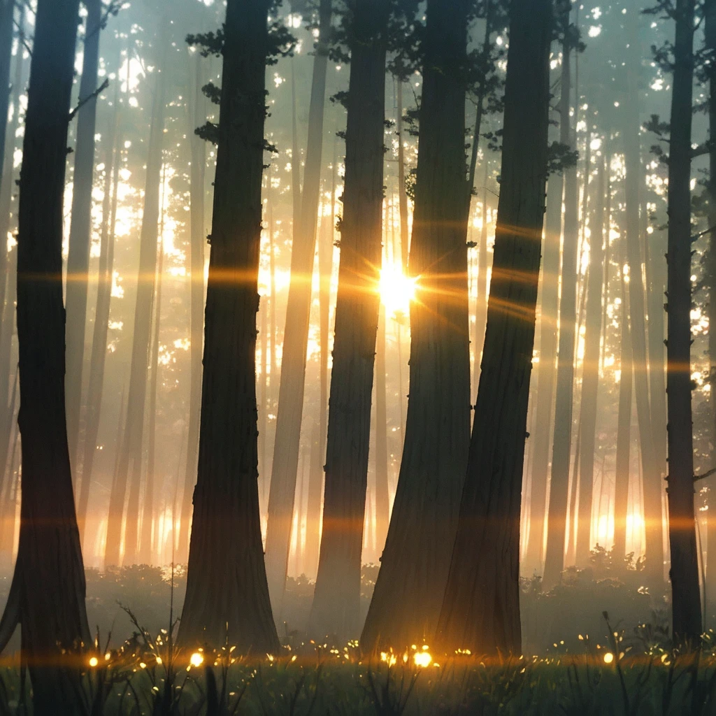 Forest, fog, sunlight, half-body, beauty, backlight, white