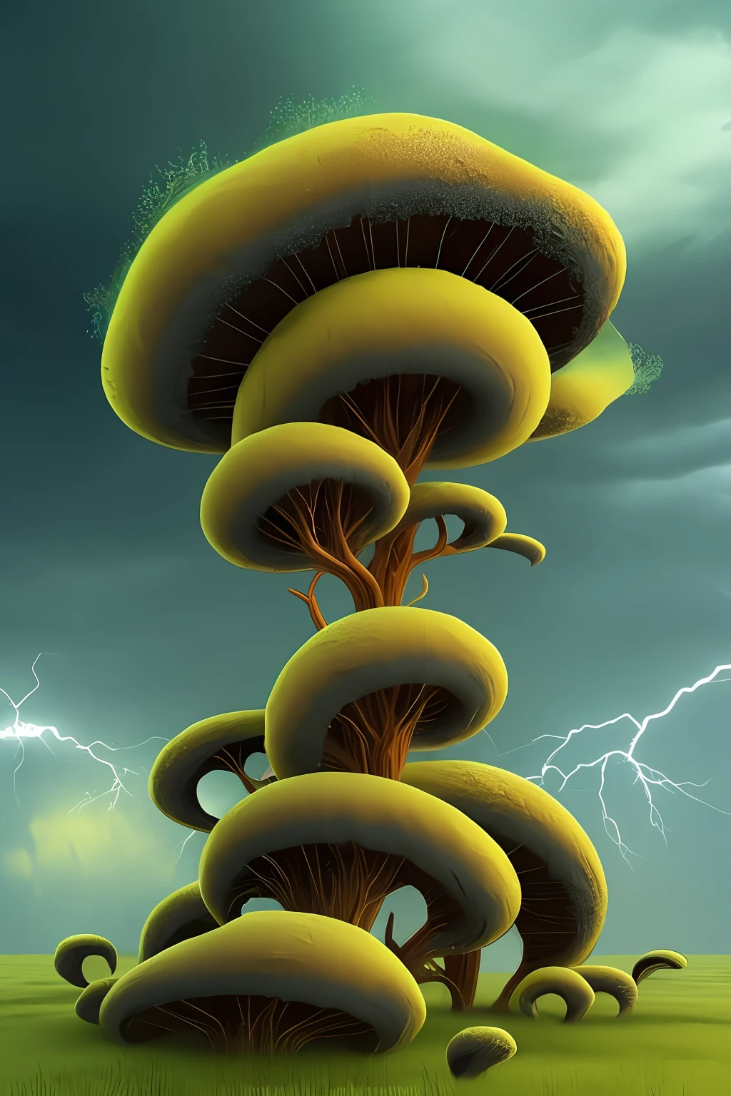 an anthill with the design element of turbulence set to a thunderstorm theme