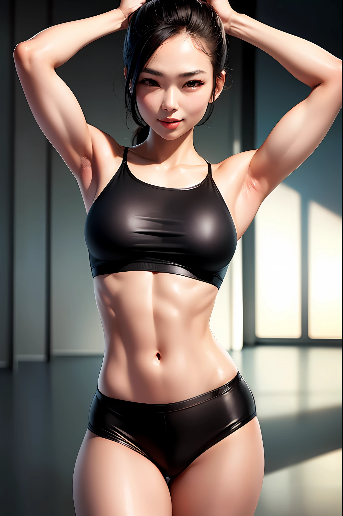 woman posing for pics in bikini, sensual poses, toned muscles, asian, high quality, best quality, best lighting, best shadows, hd, hdr, masterpiece, 4k