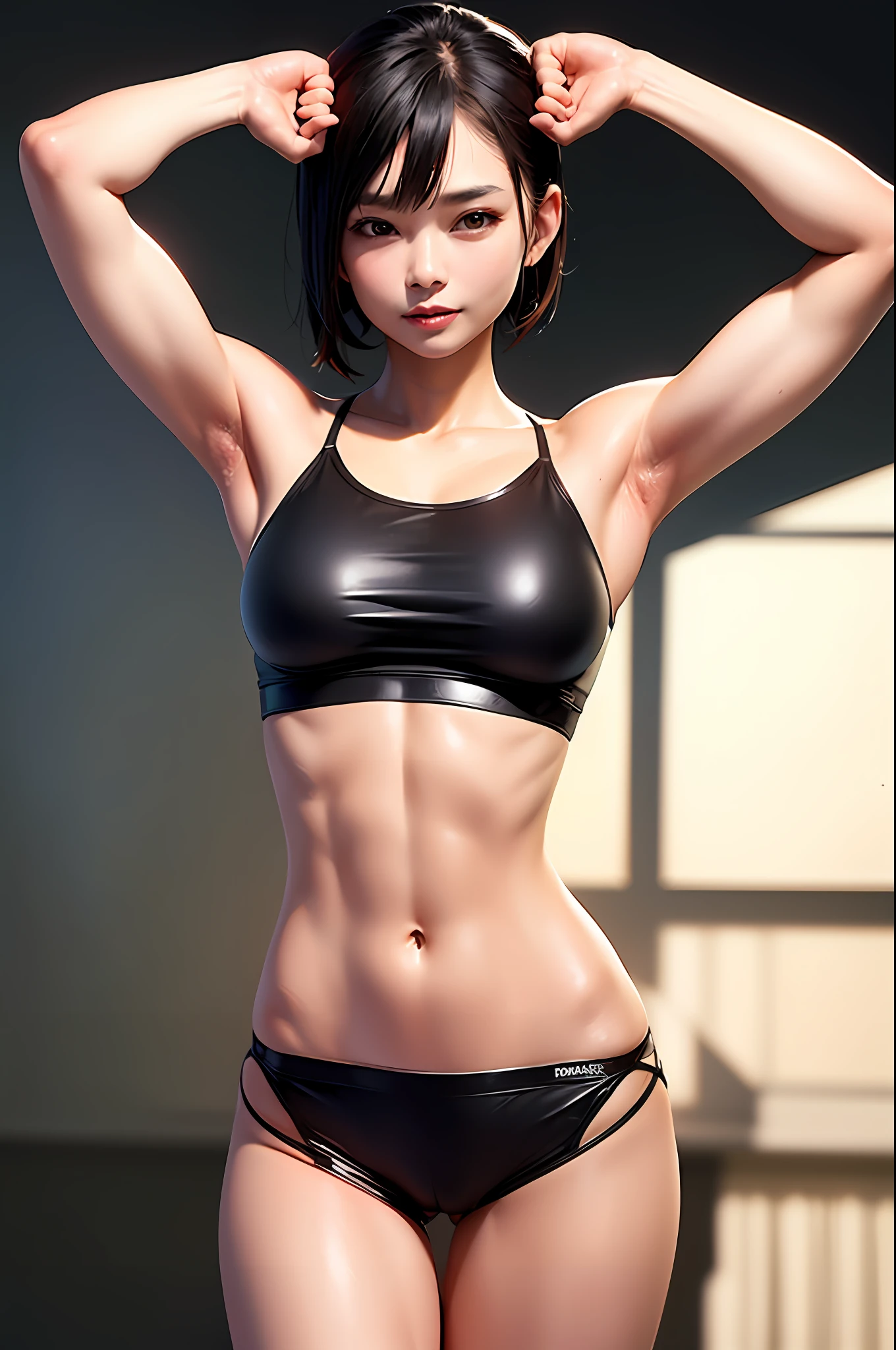 woman posing for pics in bikini, sensual poses, toned muscles, asian, high quality, best quality, best lighting, best shadows, hd, hdr, masterpiece, 4k