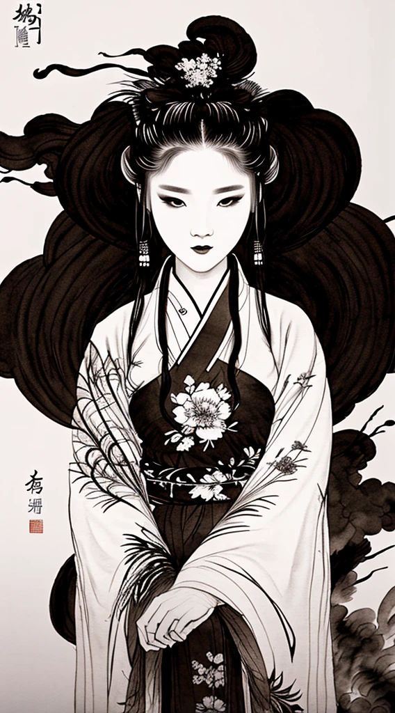 Hanfu, Beauty, Ink Painting, China