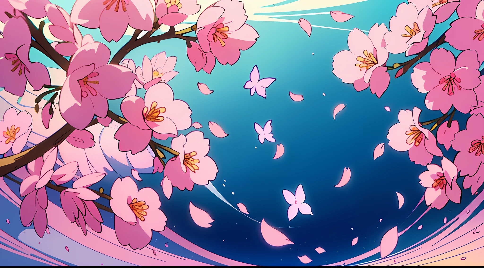 Masterpiece, best quality, (very detailed 8k wallpaper) (best quality), (best illustration), (best shadows) Nature&#39, blue sea,delicate leaves petals of various colors falling in the air light Tracking, super detailed --v6, pink sakura blossoms, white waves