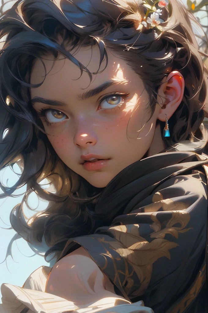 moody lighting, tranquil, calm, glow,masterpiece, best quality,masterpiece, best quality, John Singer Sargent, 1boy, elf prince, blonde ponytail, oil painting portrait, simple background,(absurdres, highres, ultra detailed), 2d, cheDark Fantasy,(masterpiece, best quality, ultra-detailed, highres, best illustration),perfect face, ((solo, solo focus)),sidelighting, lustrous skin,(bloom), (shine), ray tracing,(absurdres, highres, ultra detailed), 2d, cheDark Fantasy,(masterpiece, best quality, ultra-detailed, highres, best illustration),perfect face, ((solo, solo focus)),sidelighting, lustrous skin,(bloom), (shine), ray tracing,  (absurdres, highres, ultra detailed), 2d, cheDark Fantasy,(masterpiece, best quality, ultra-detailed, highres, best illustration),perfect face, ((solo, solo focus)),sidelighting, lustrous skin,(bloom), (shine), ray tracing, An incredibly detailed portrait of a handsome boy with dark skin, golden eyes, long black messy hair, The focus should be on his extremely detailed face, which should be breathtakingly realistic and capture every nuance of his expression. realistic, shirtless, close up to his face, portrait of himself, upper body, focus on face, half body, portrait, detailed skin, matte skin, soft lighting, subsurface scattering, realistic, heavy shadow, masterpiece, best quality, ultra realistic, 8k, golden ratio, 30 years old man, older man, black hair, facial hair, focus on head, only head portrait, light-skinned, light skin, face focus, head shot, focus on head portrait, Oil PaintingClose-Up(CU)，Sunshine shines from behind the characters. eyes are vivid, and he shirtless with long black hair surrounded by blue butterflies. In a European medieval style, G, --ar 3:4 --s 150 --niji 5 --style expressive, 1man, male character, handsome man, male, beautiful young man character