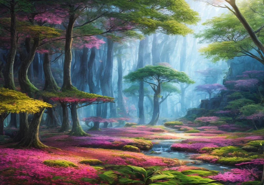 Masterpiece, best quality, high quality, extremely detailed CG unity 8k wallpaper, enchanting dream scene of dream forest, towering trees, glowing mushrooms and hidden fairy canyon, creating a mysterious and enchanting feeling, artstation, digital illustration, complex, trending, pastel colors, oil painting, award winning photography, bokeh, depth of field, HDR, bloom, chromatic aberration, realism, very detailed, artstation trend, CGsociety trend, complex, high detail, Theatic, midjourney art 16K HD