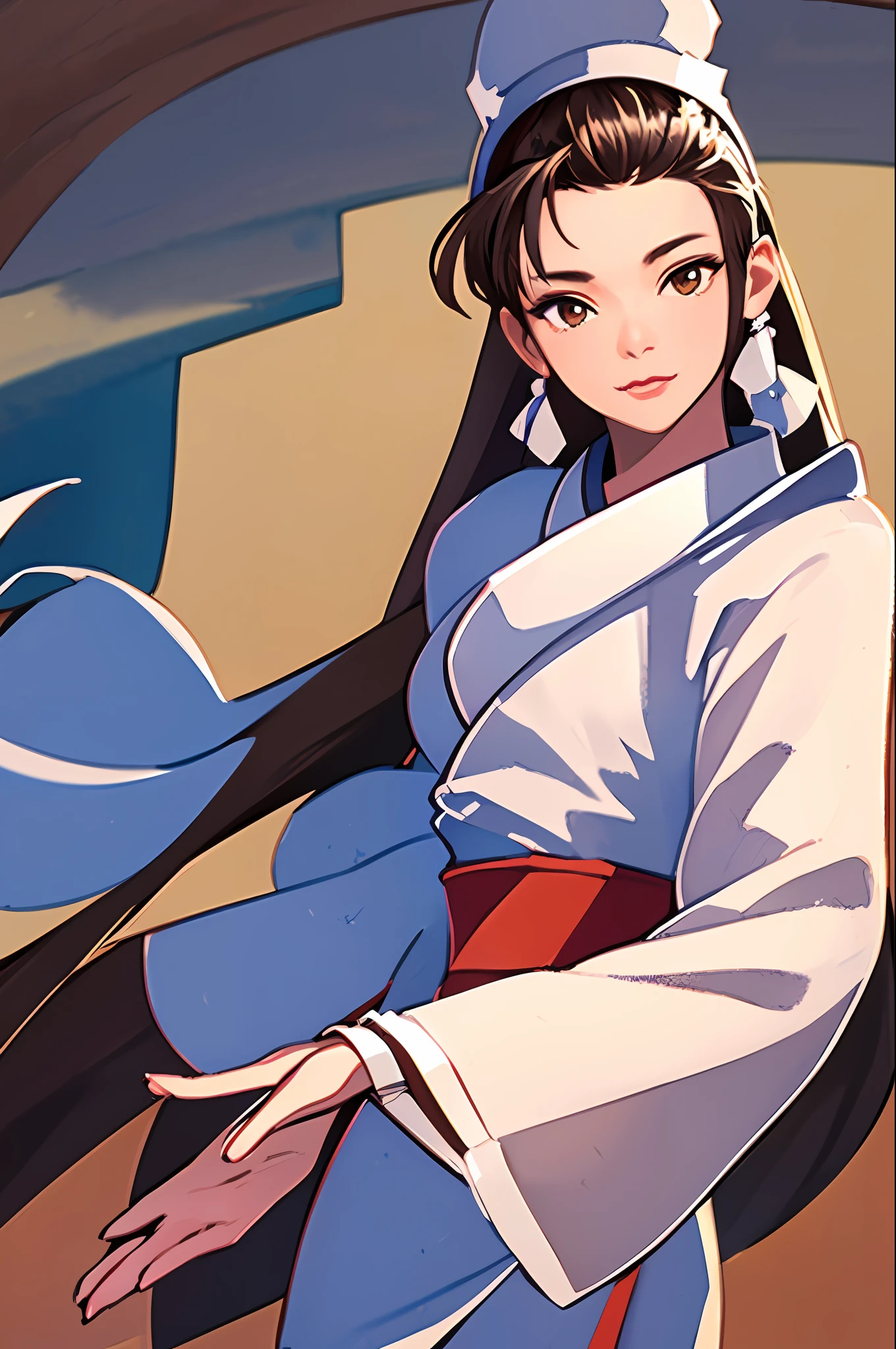 (masterpiece: 1.2, best quality), (beautiful finely detailed eyes: 1.2), ((Chizuru Kagura)), ((solo)), (brown eyes:1.4), (finely detailed eyes and detailed face:1.3), (beautiful and light background:1.2), (extremely detailed, ultra-detailed CG, best shadow:1.1), ((depth of field)), ((watercolor)),, (kimono:1.3), flowers and petals, beautiful illustration of the concept, (illustration: 1,1), (extremely thin and beautiful: 1,1), (perfect details: 1.1), sideways, cowboy shot, full body