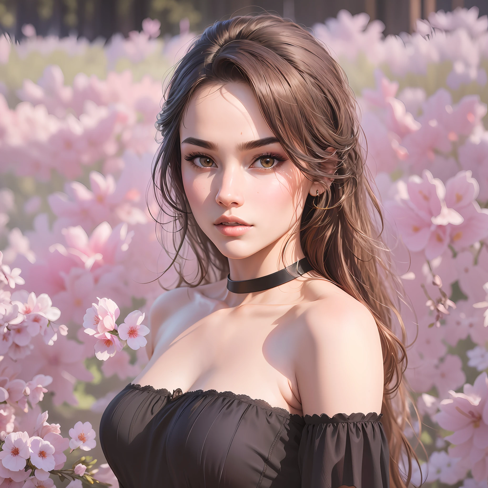 "Complete artwork masterpiece, high quality, ultra detailed in 4k, 8k, high resolution, hyper-realistic photo, hyper-detailed, realistic skin texture, amazing shadows, highly detailed background, extremely detailed texture, perfect lighting, high-level image quality." One beautiful woman, posing for pics, looking at camera, dark long hair, fair skin, use as model.
