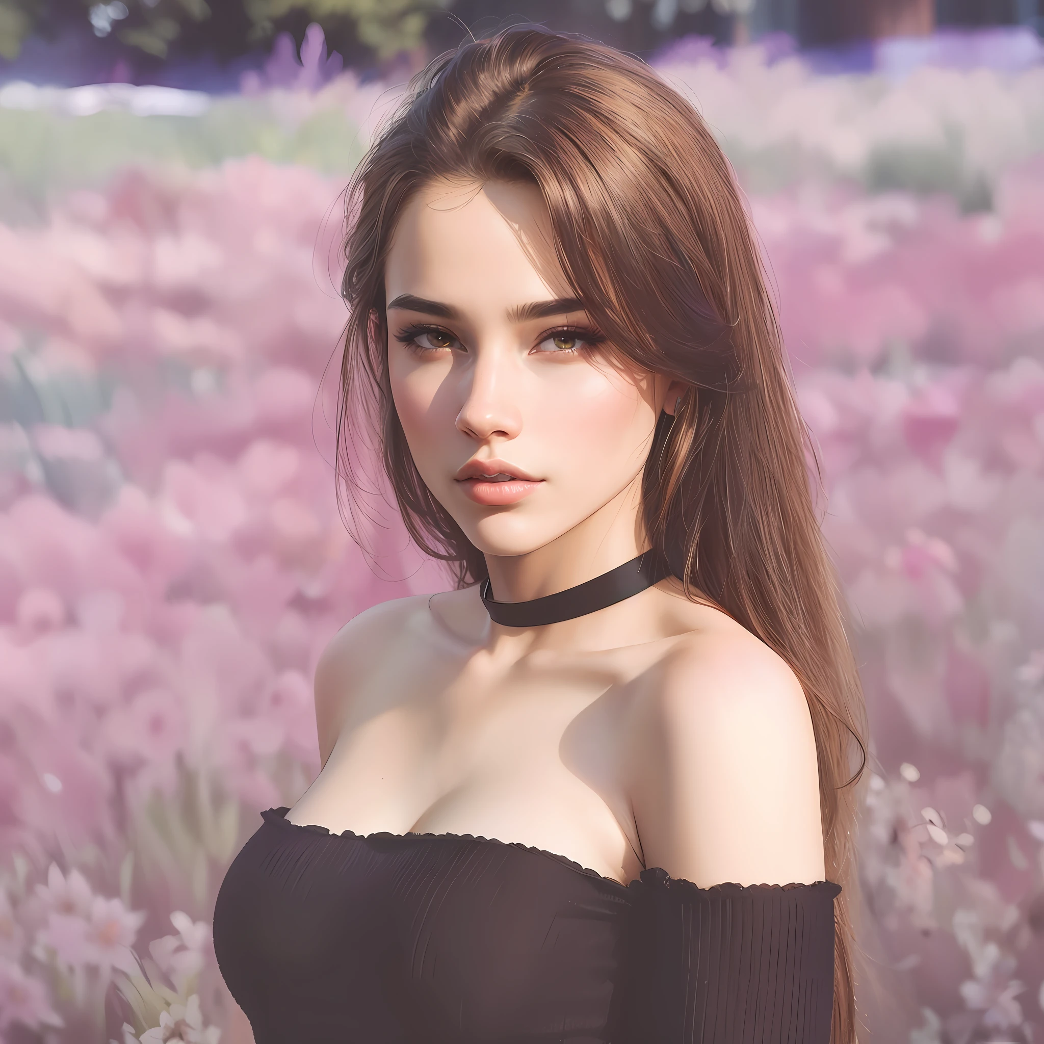 "Complete artwork masterpiece, high quality, ultra detailed in 4k, 8k, high resolution, hyper-realistic photo, hyper-detailed, realistic skin texture, amazing shadows, highly detailed background, extremely detailed texture, perfect lighting, high-level image quality." One beautiful woman, posing for pics, looking at camera, dark long hair, fair skin, use as model.