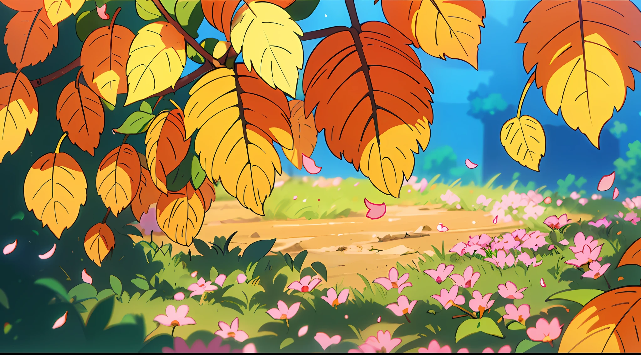 Masterpiece, best quality, (best quality), (best illustration), (best shadows) Nature's delicate leaves petals of various colors falling in the air light Tracking, super detailed --v6